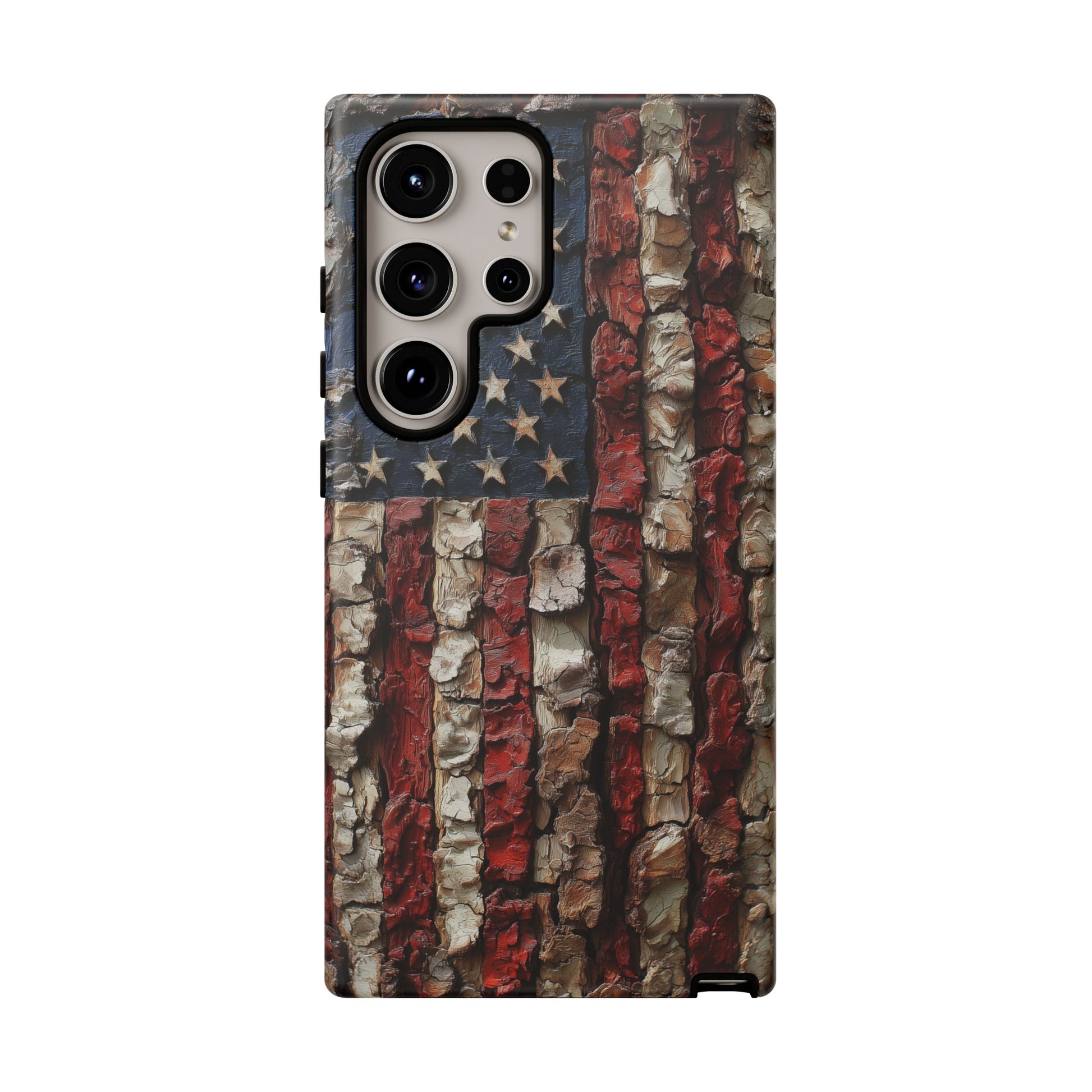 American Flag Bark Wood UV Print