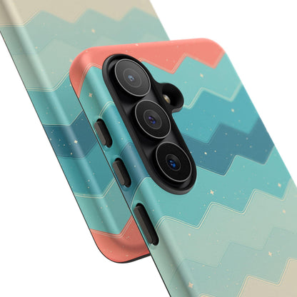 Turquoise Coral Gradient Chevron Wave
