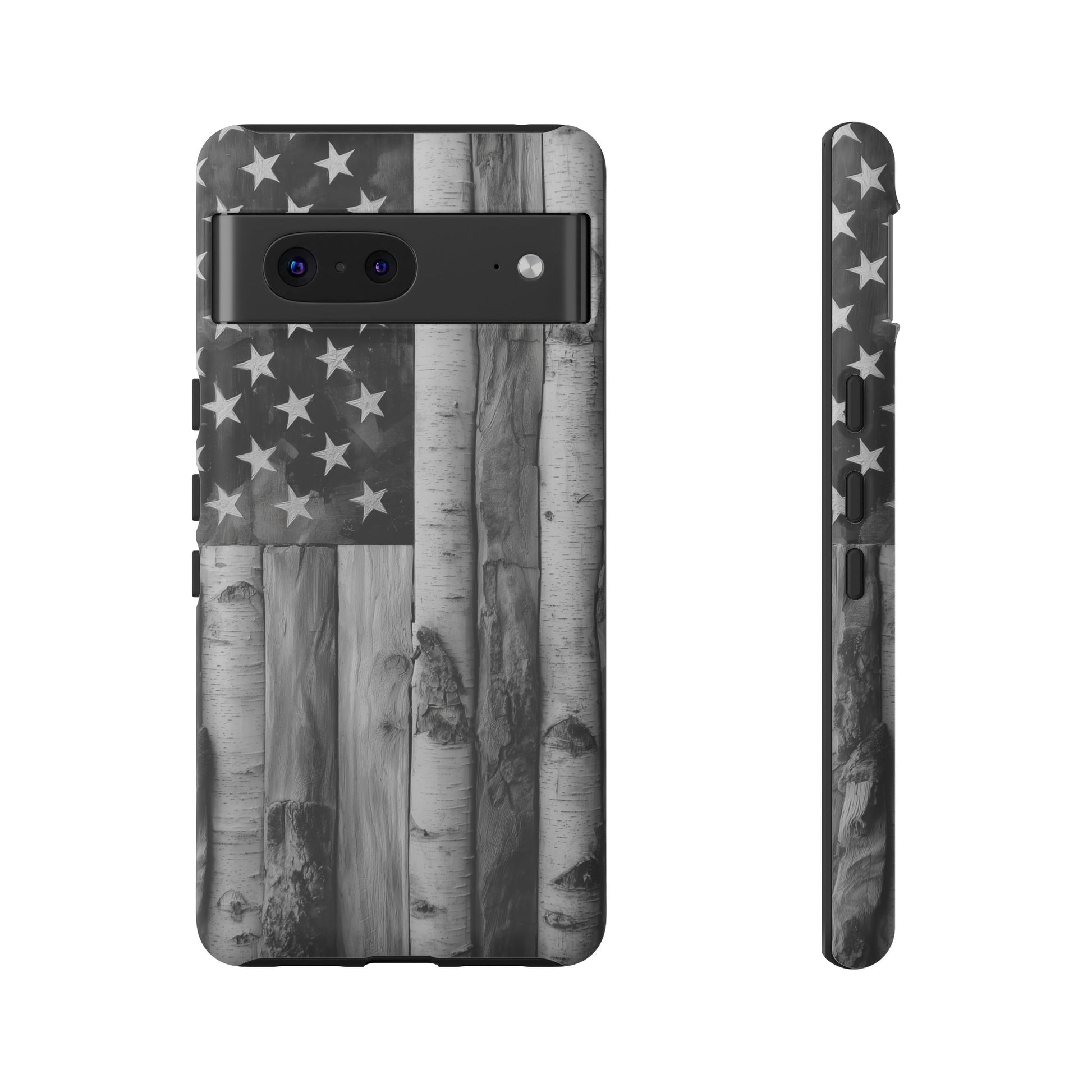 American Flag Flat Gray Wood Tone