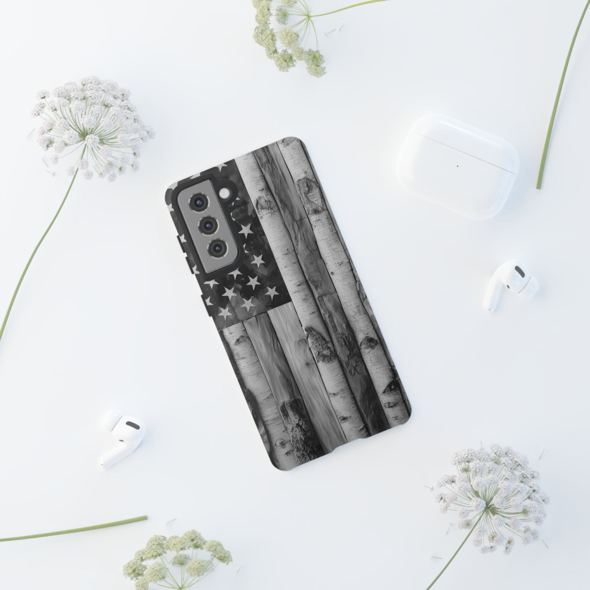 American Flag Flat Gray Wood Tone