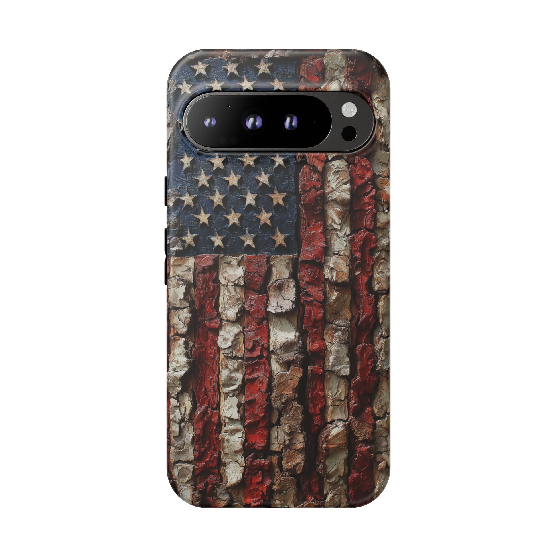 American Flag Bark Wood UV Print