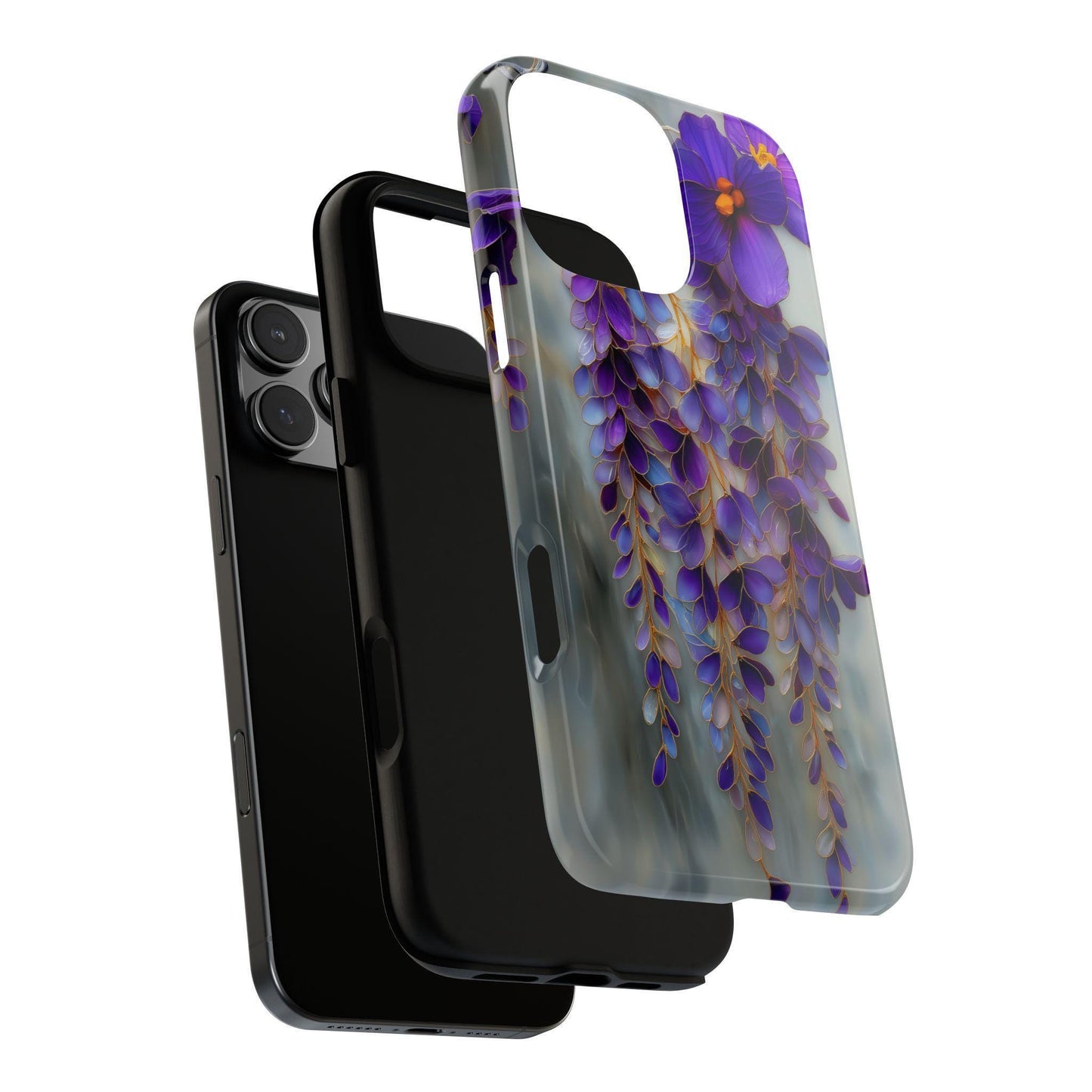 Wisteria Purple Flower Silver Stained Glass