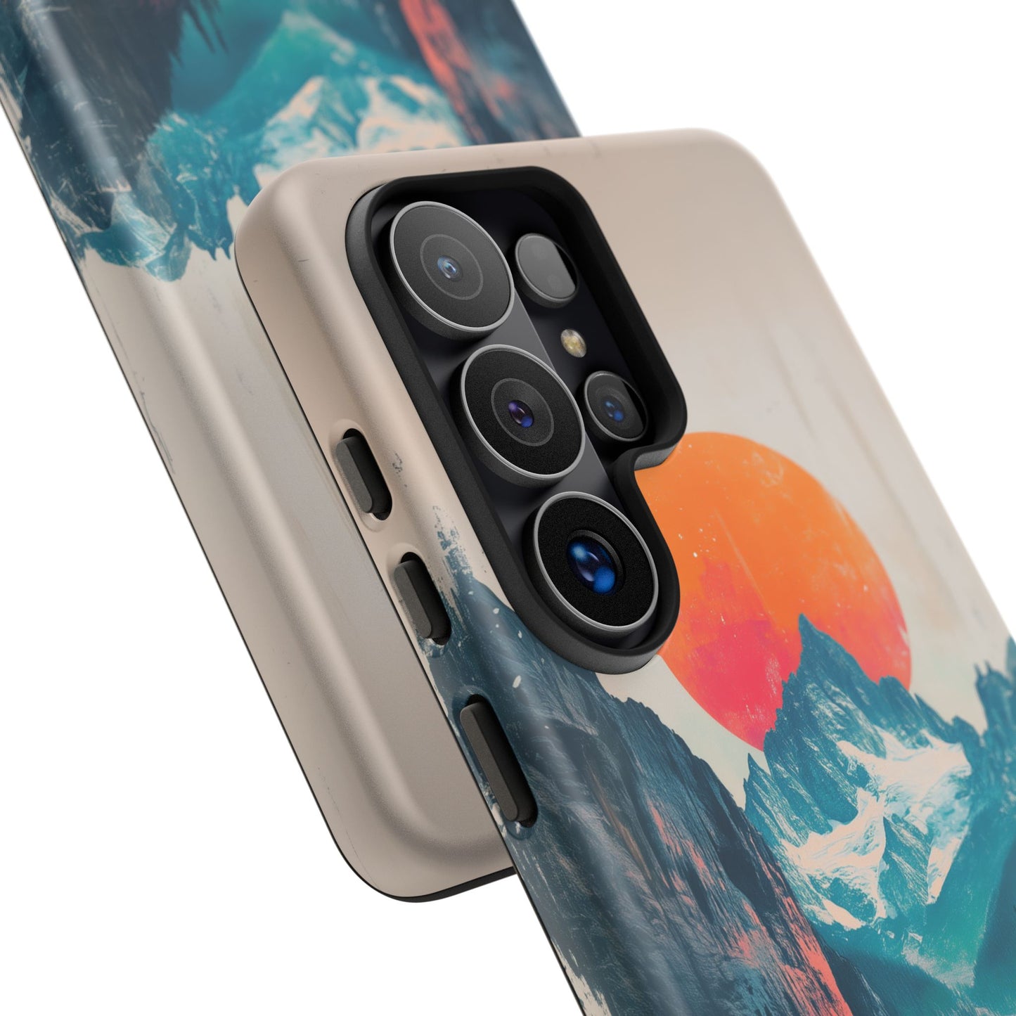 Blue Mountain Orange Sun Risograph