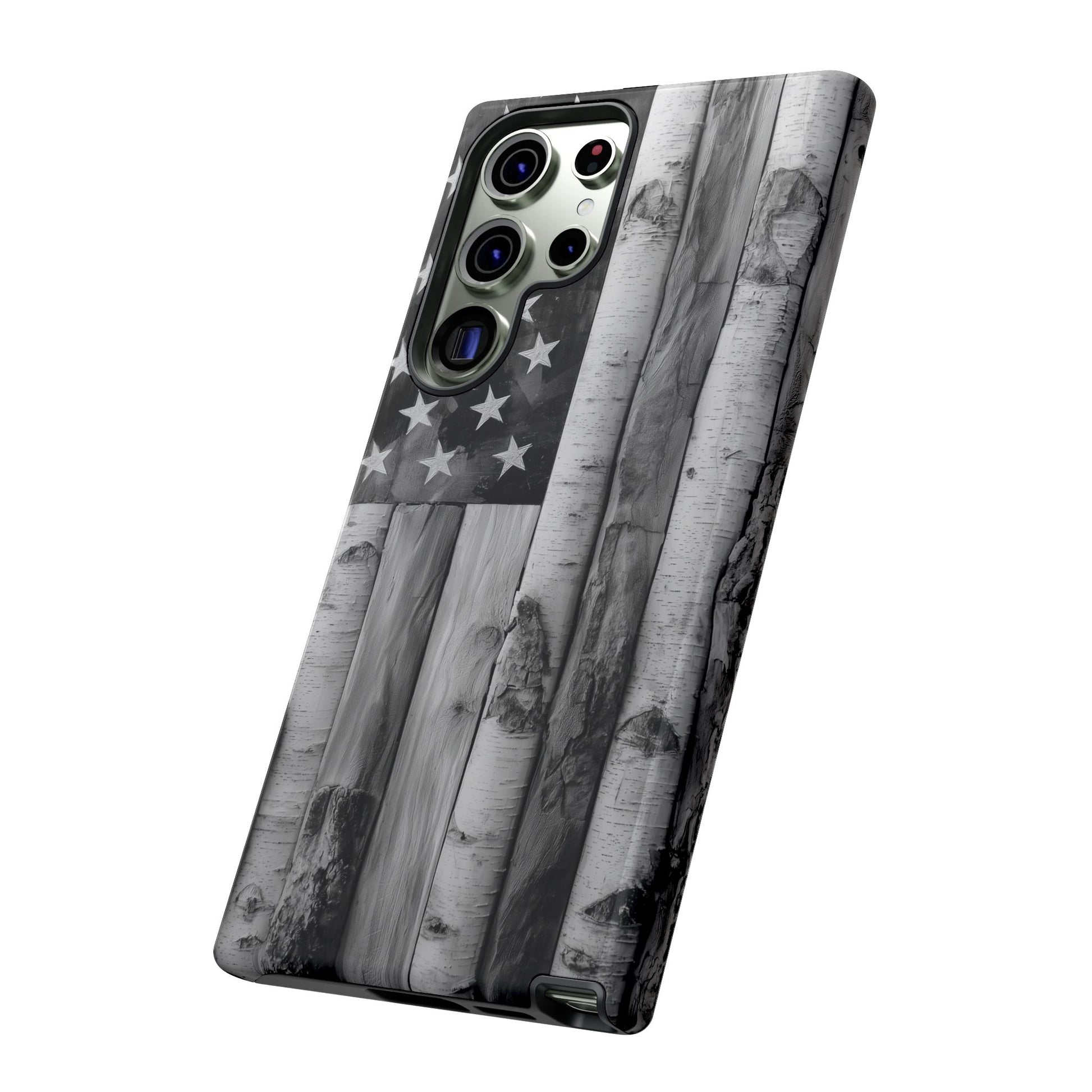 American Flag Flat Gray Wood Tone
