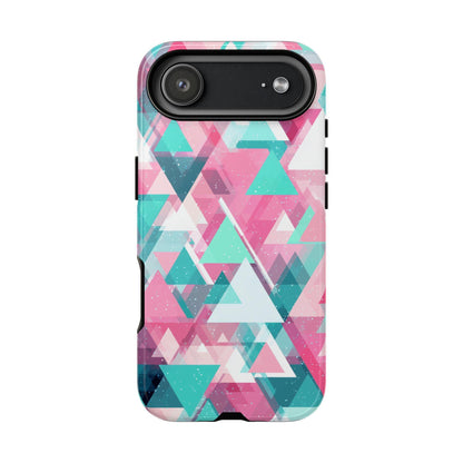 Abstract Triangles Pink Teal Pattern
