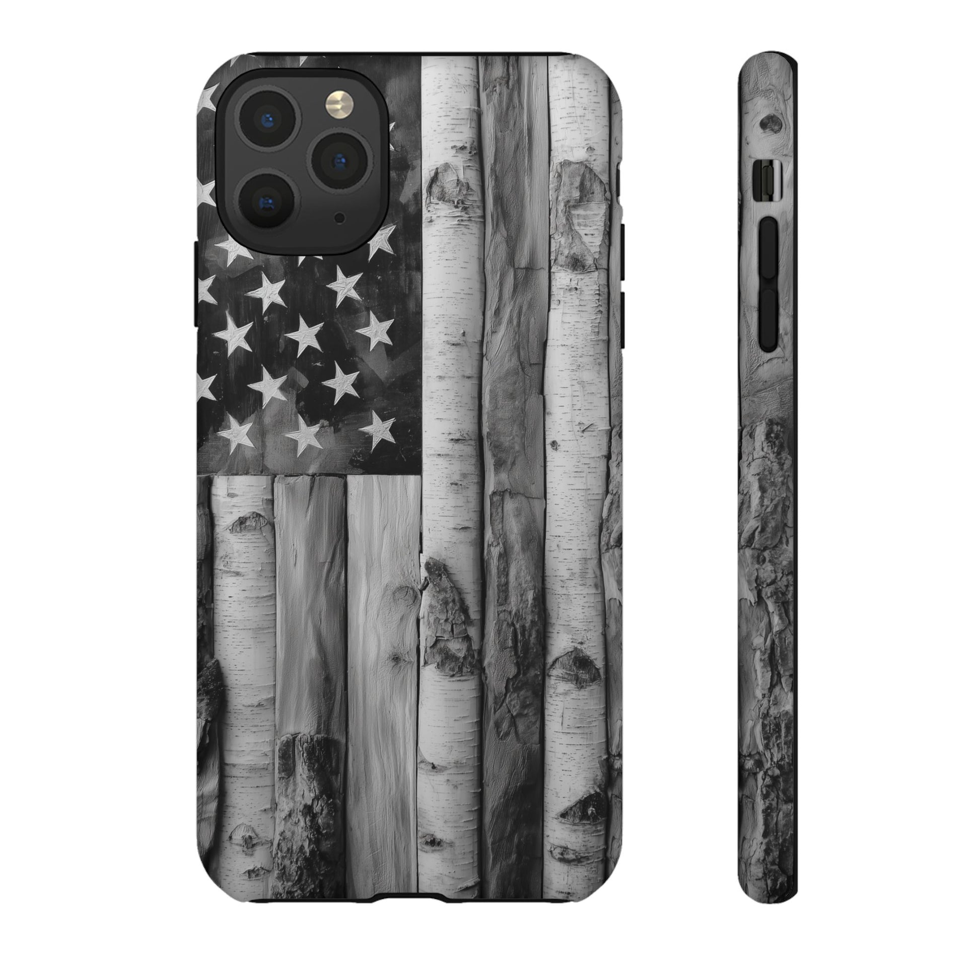 American Flag Flat Gray Wood Tone