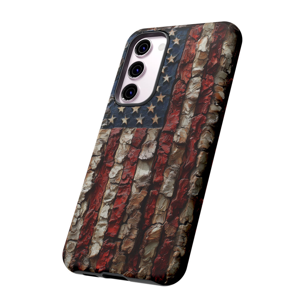 American Flag Bark Wood UV Print