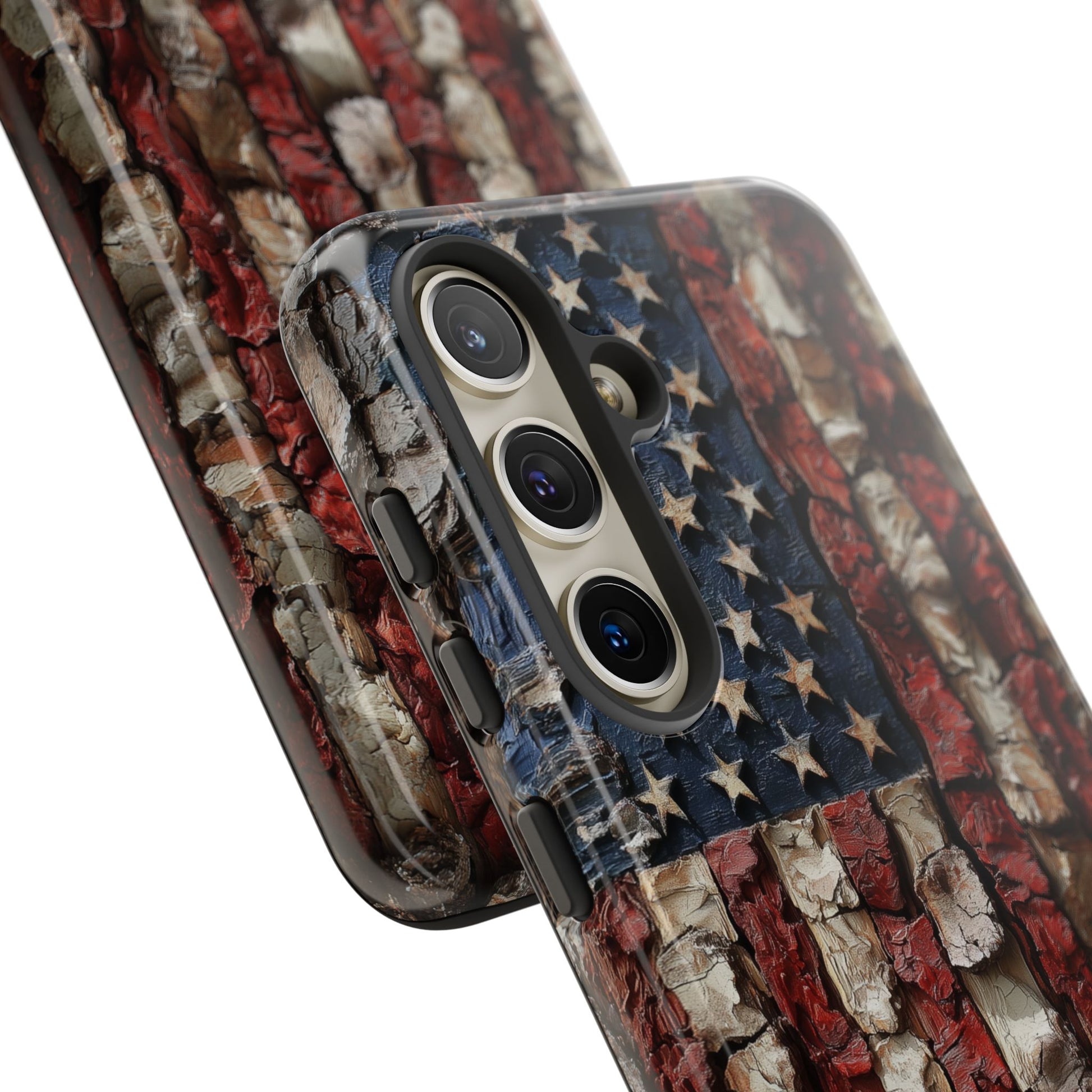 American Flag Bark Wood UV Print