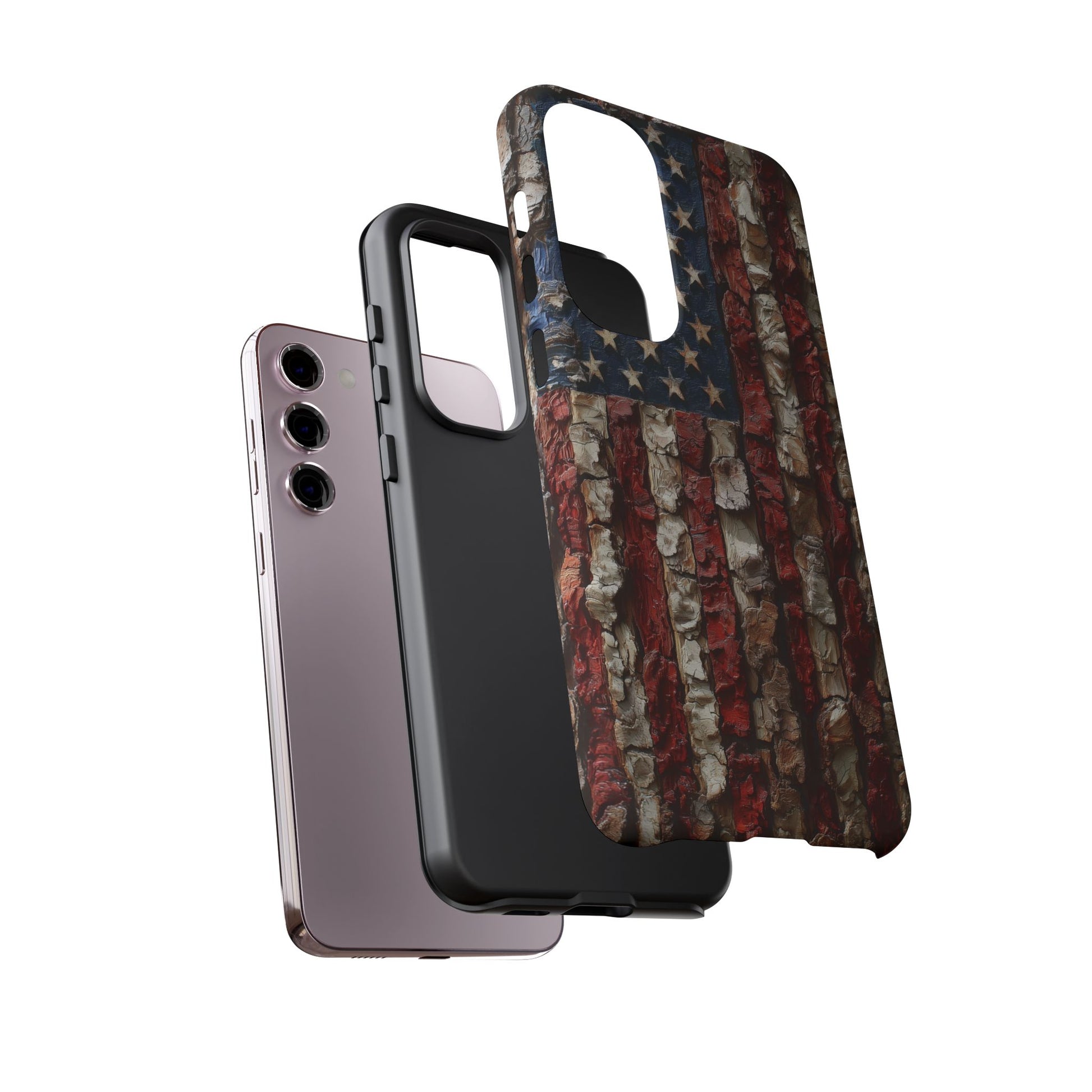American Flag Bark Wood UV Print