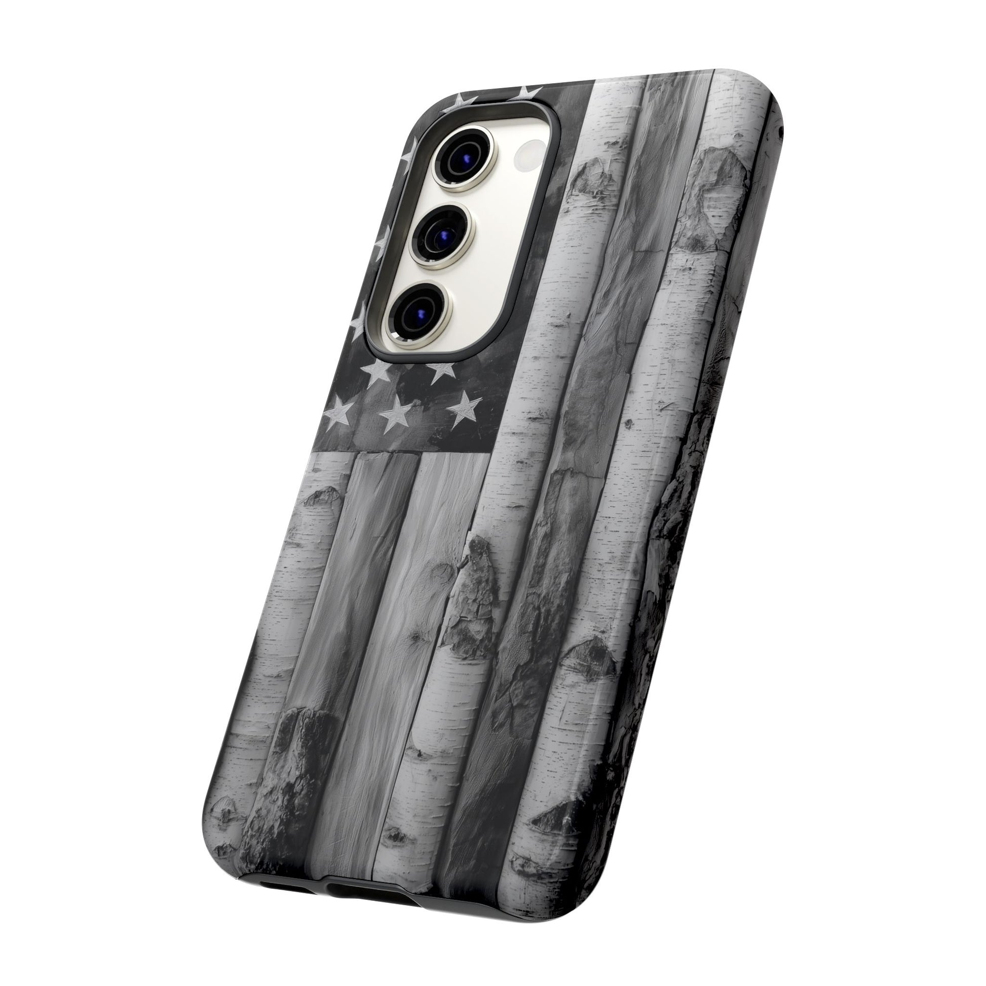 American Flag Flat Gray Wood Tone