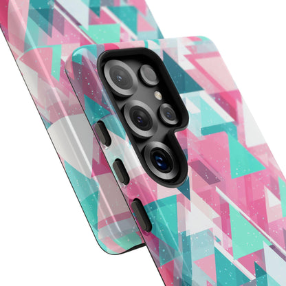 Abstract Triangles Pink Teal Pattern