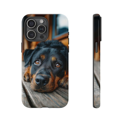 Rottweiler Dog Wooden Deck