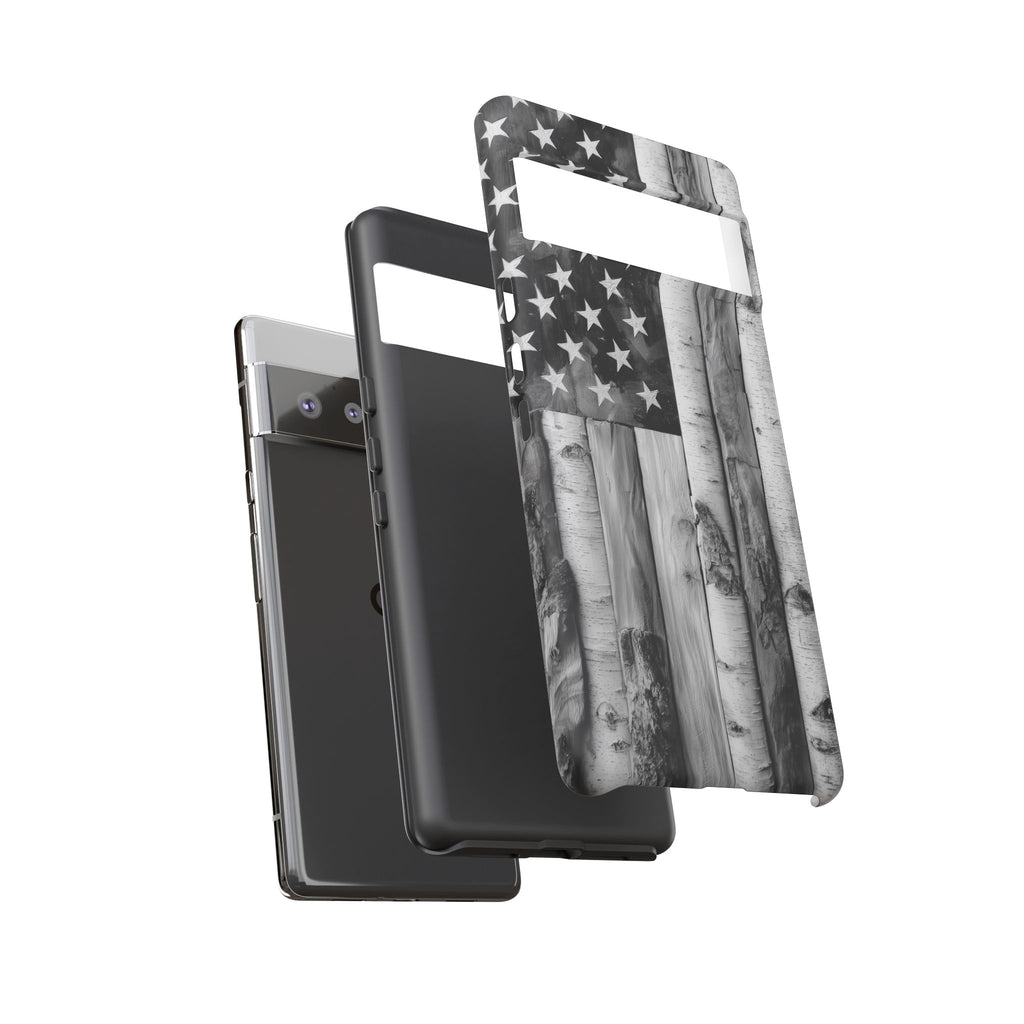 American Flag Flat Gray Wood Tone