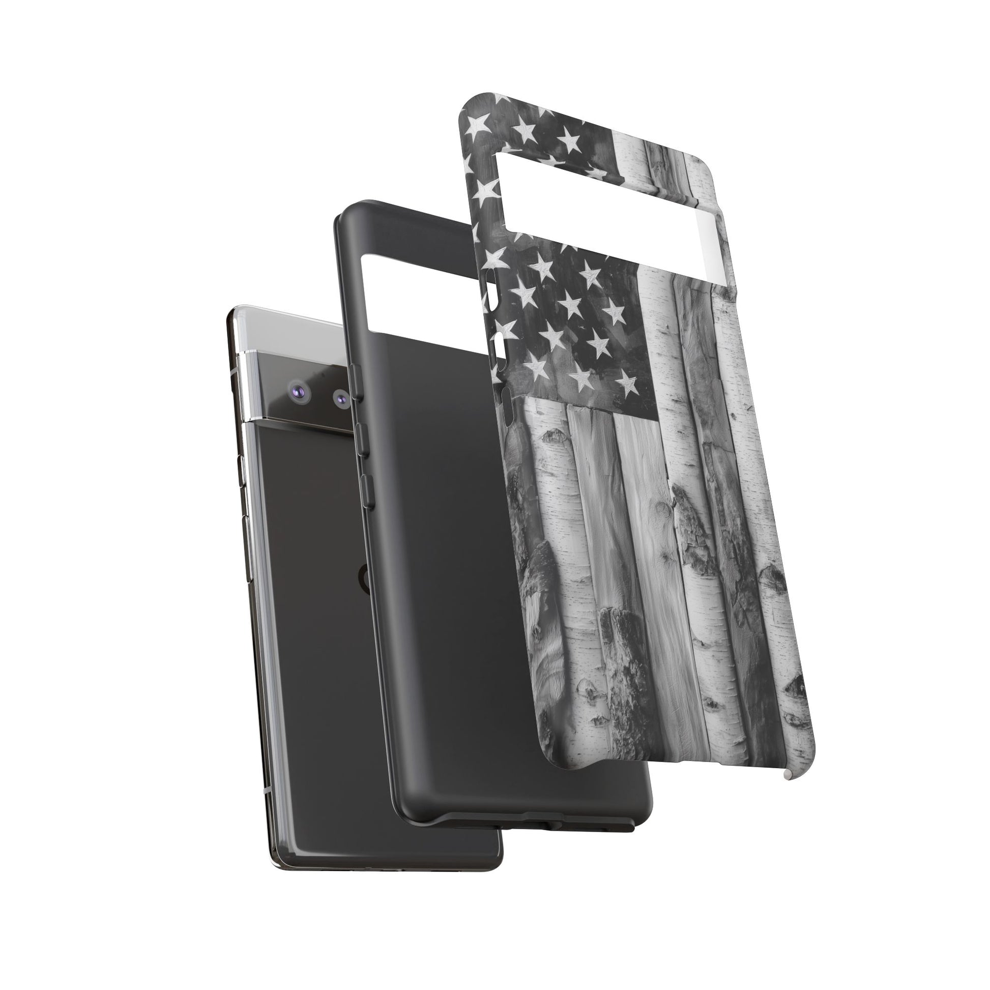 American Flag Flat Gray Wood Tone