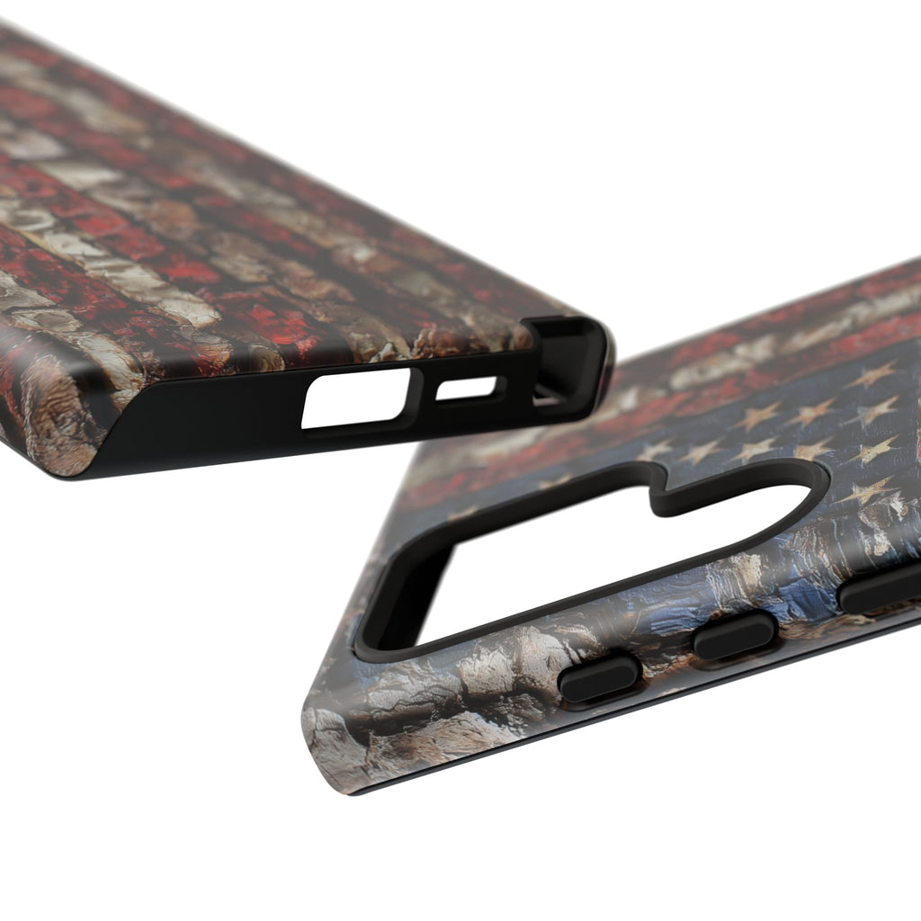 American Flag Bark Wood UV Print