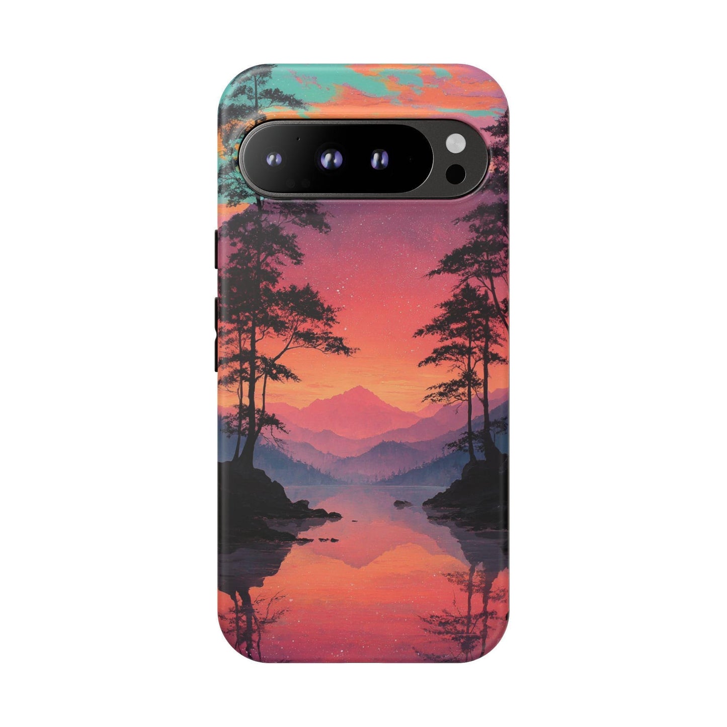 Serene Magenta Pink Sunset Forest