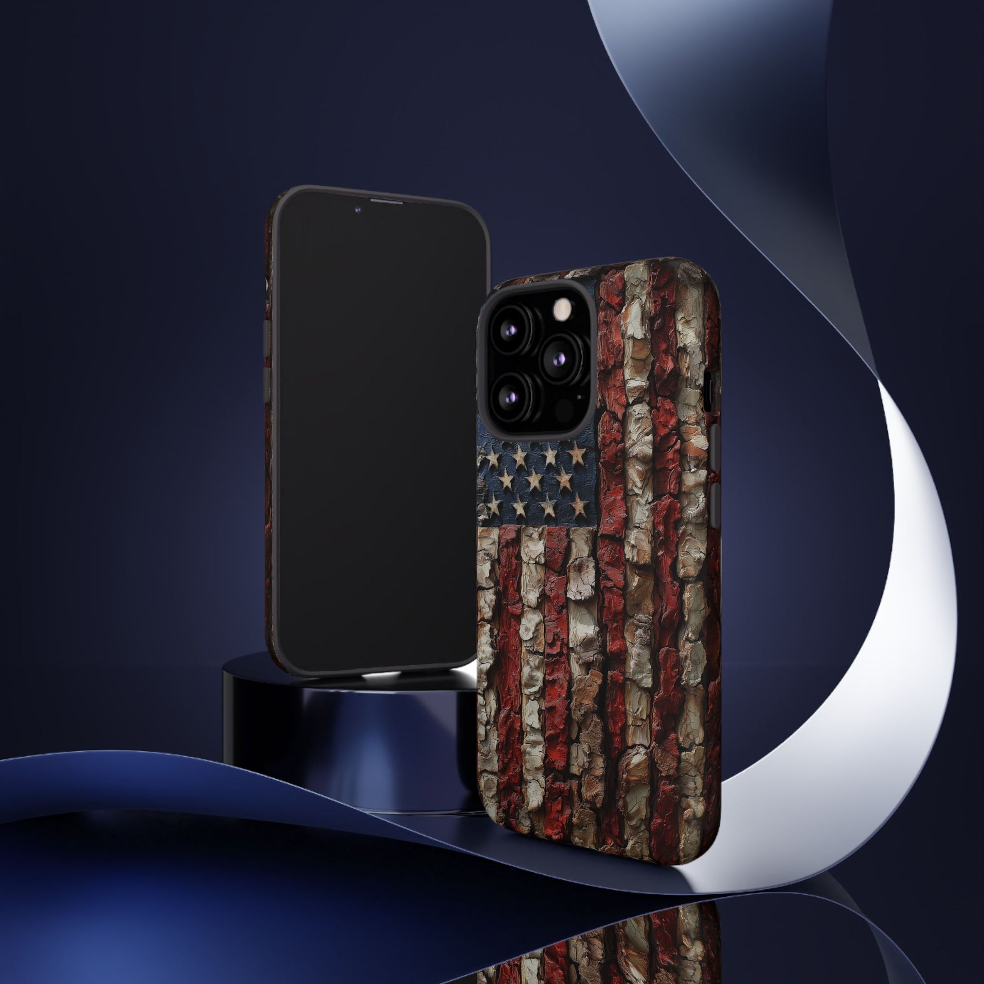 American Flag Bark Wood UV Print