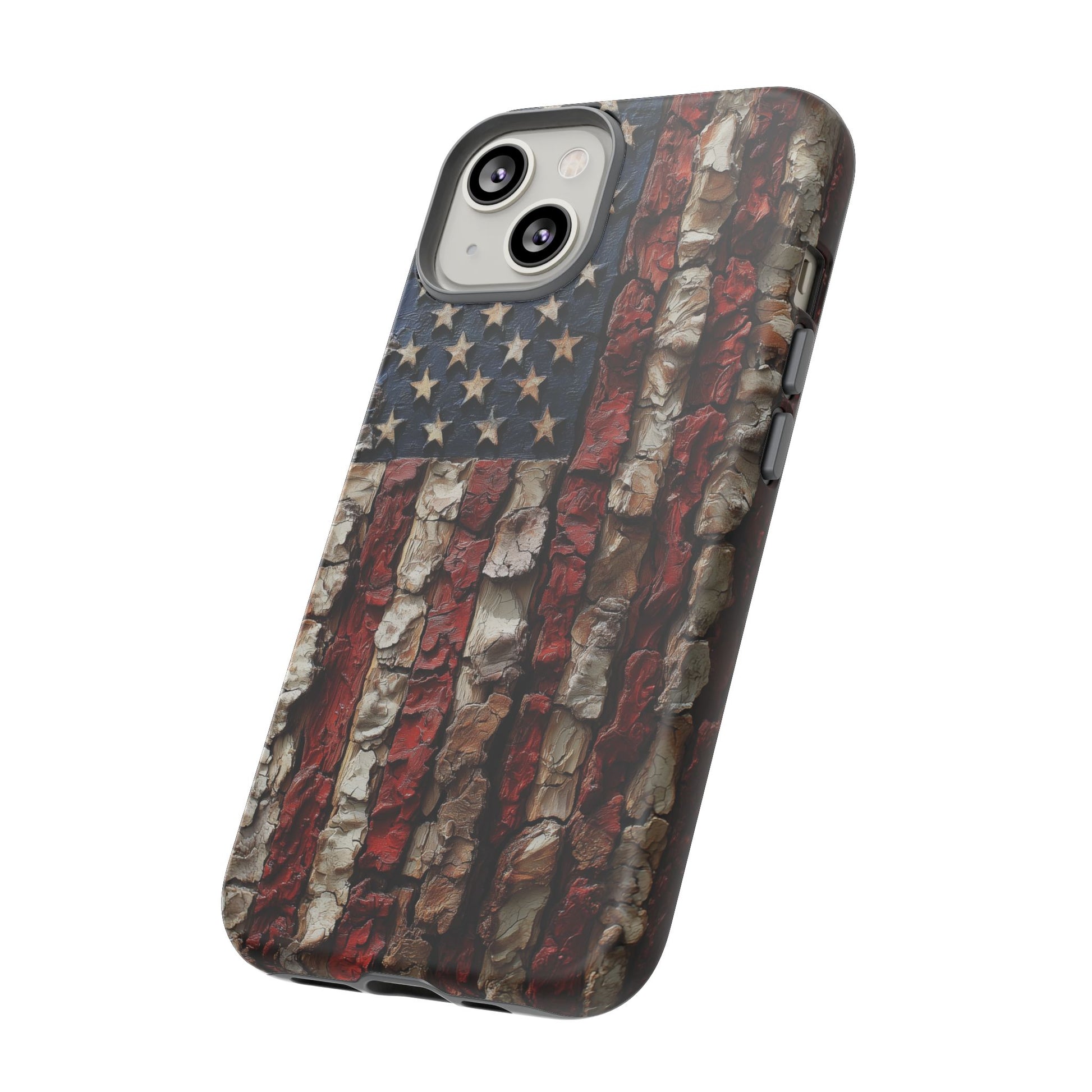 American Flag Bark Wood UV Print