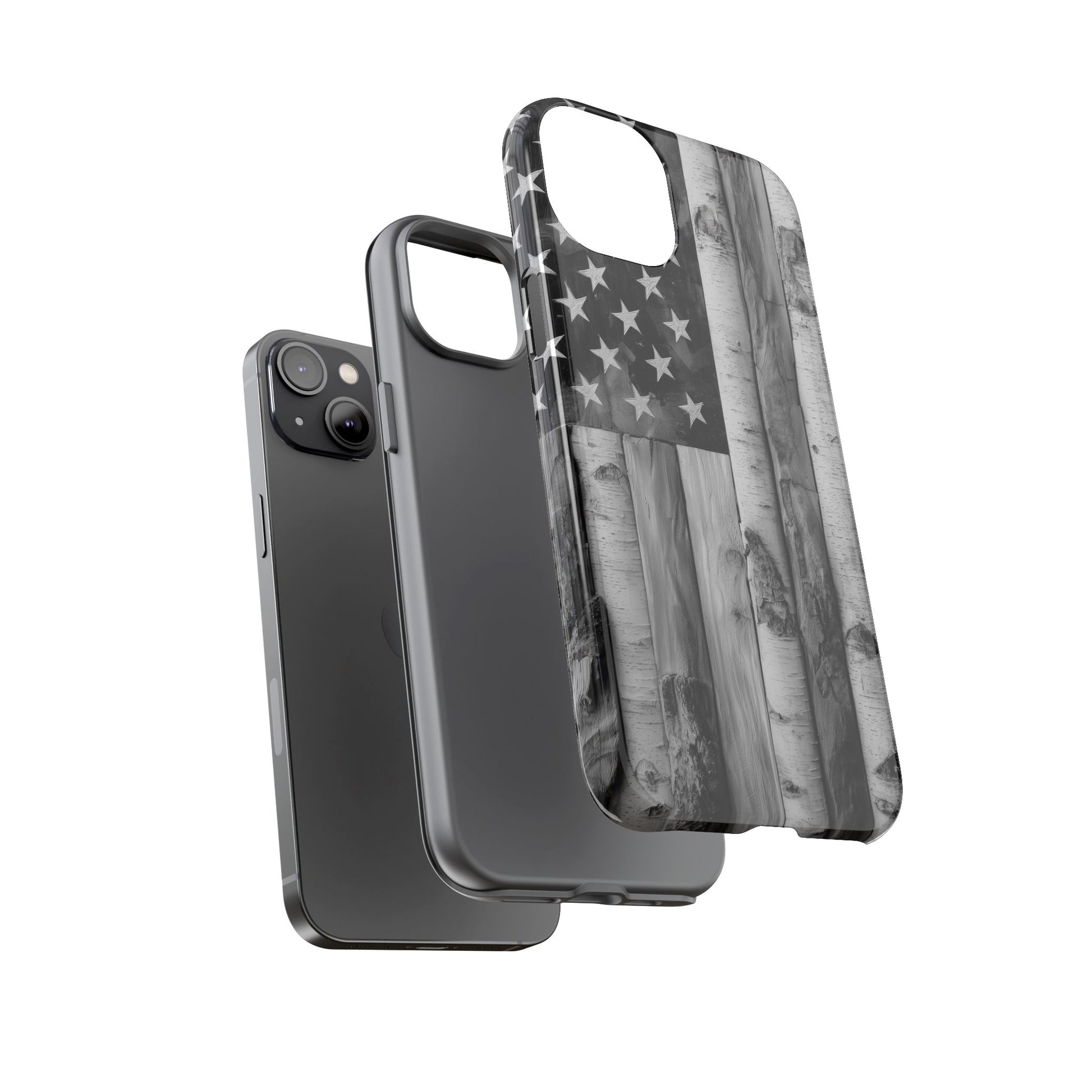 American Flag Flat Gray Wood Tone