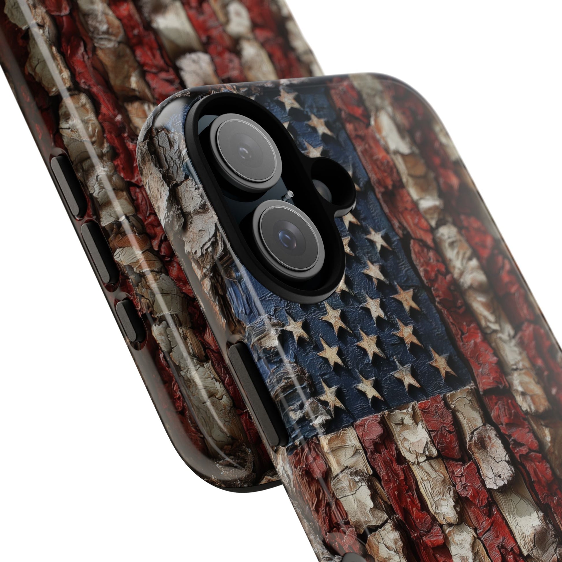 American Flag Bark Wood UV Print