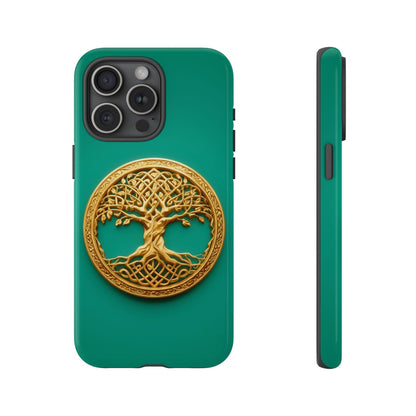 Golden Yggdrasil Celtic Tree Teal