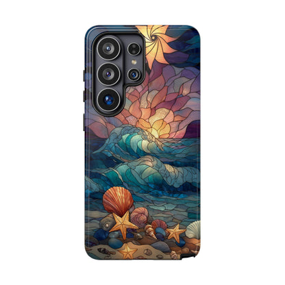 Sea Shells Beach Sunset Stained Glass