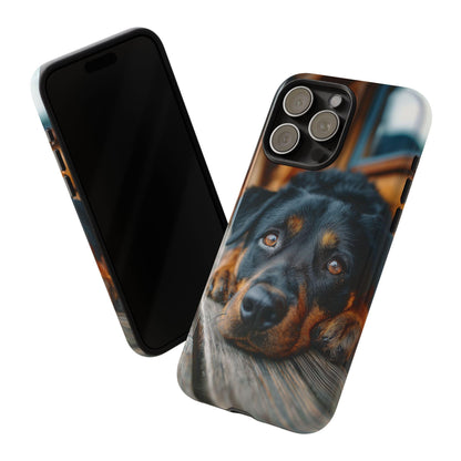 Rottweiler Dog Wooden Deck