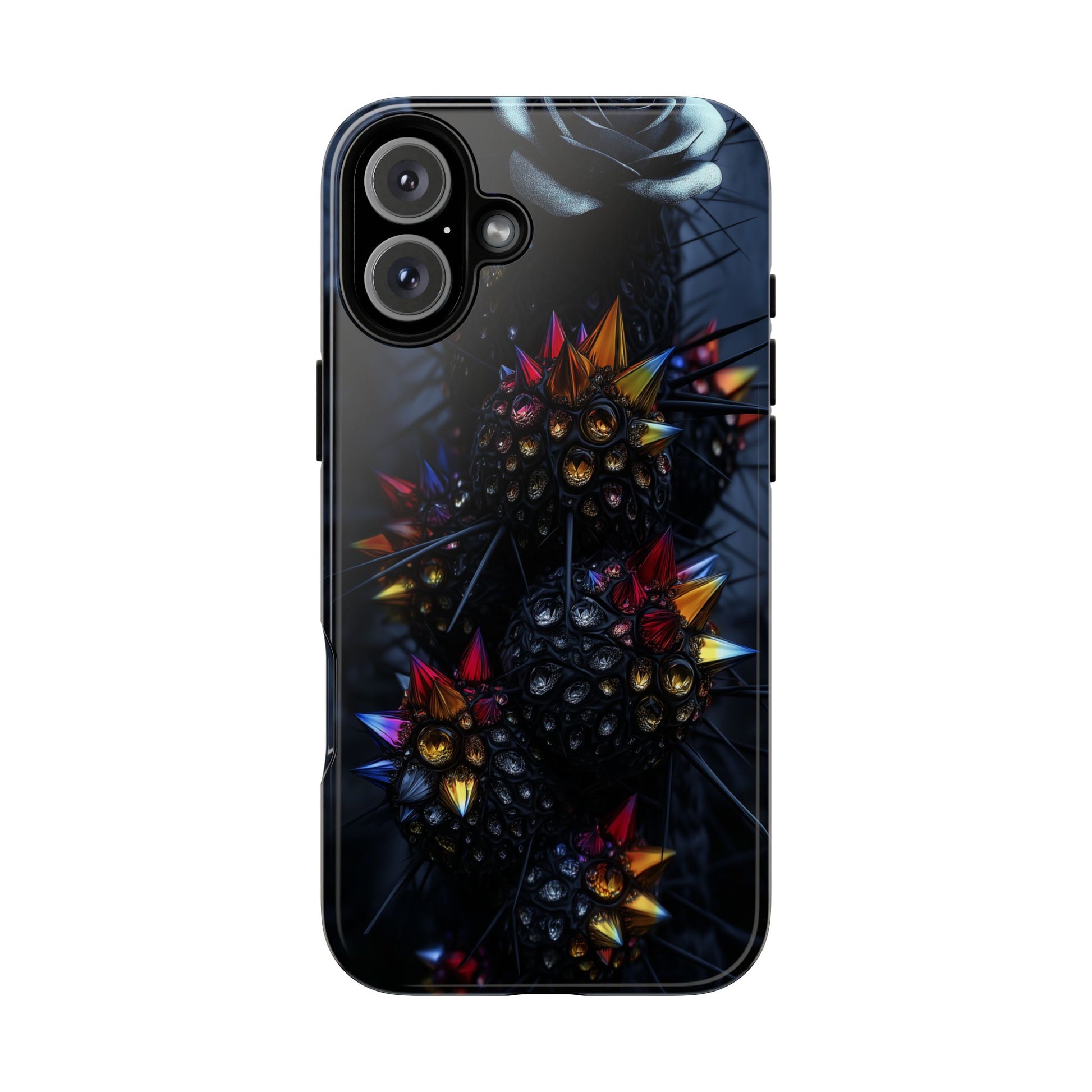 Black Cactus Colorful Glass Shards Dark Desert