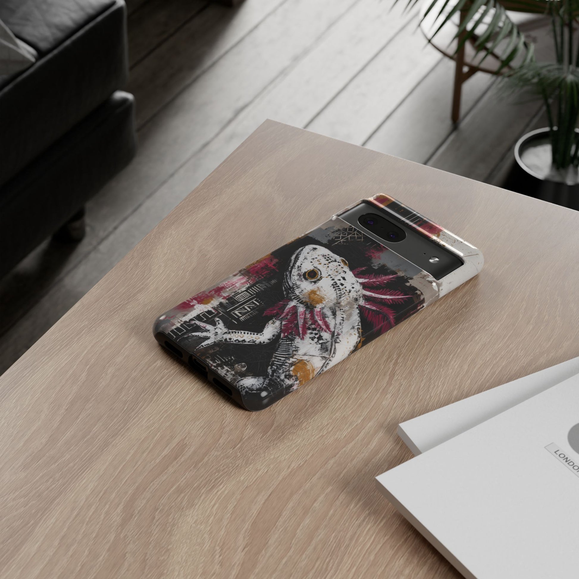 Abstract Axolotl White Pink Artwork