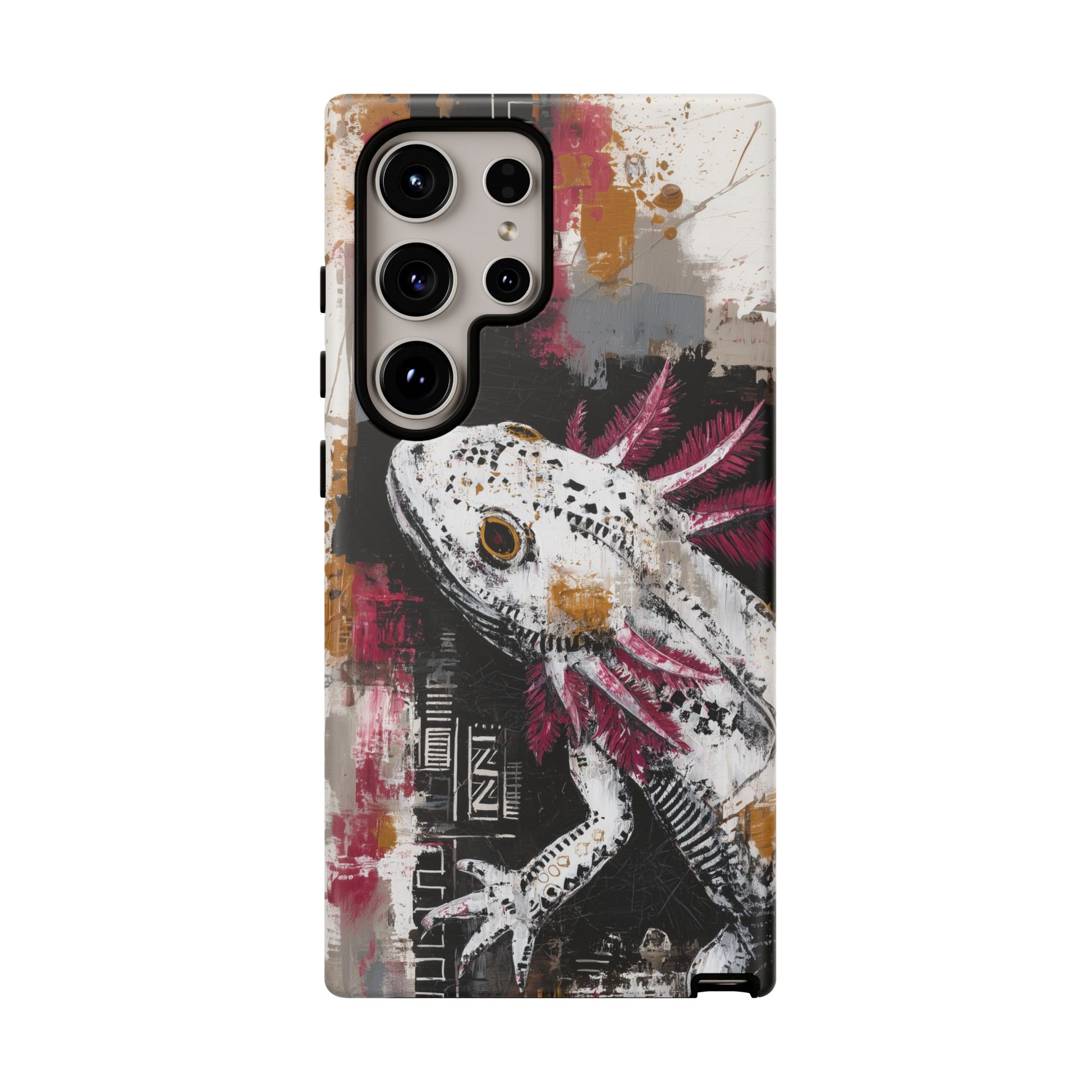 Abstract Axolotl White Pink Artwork