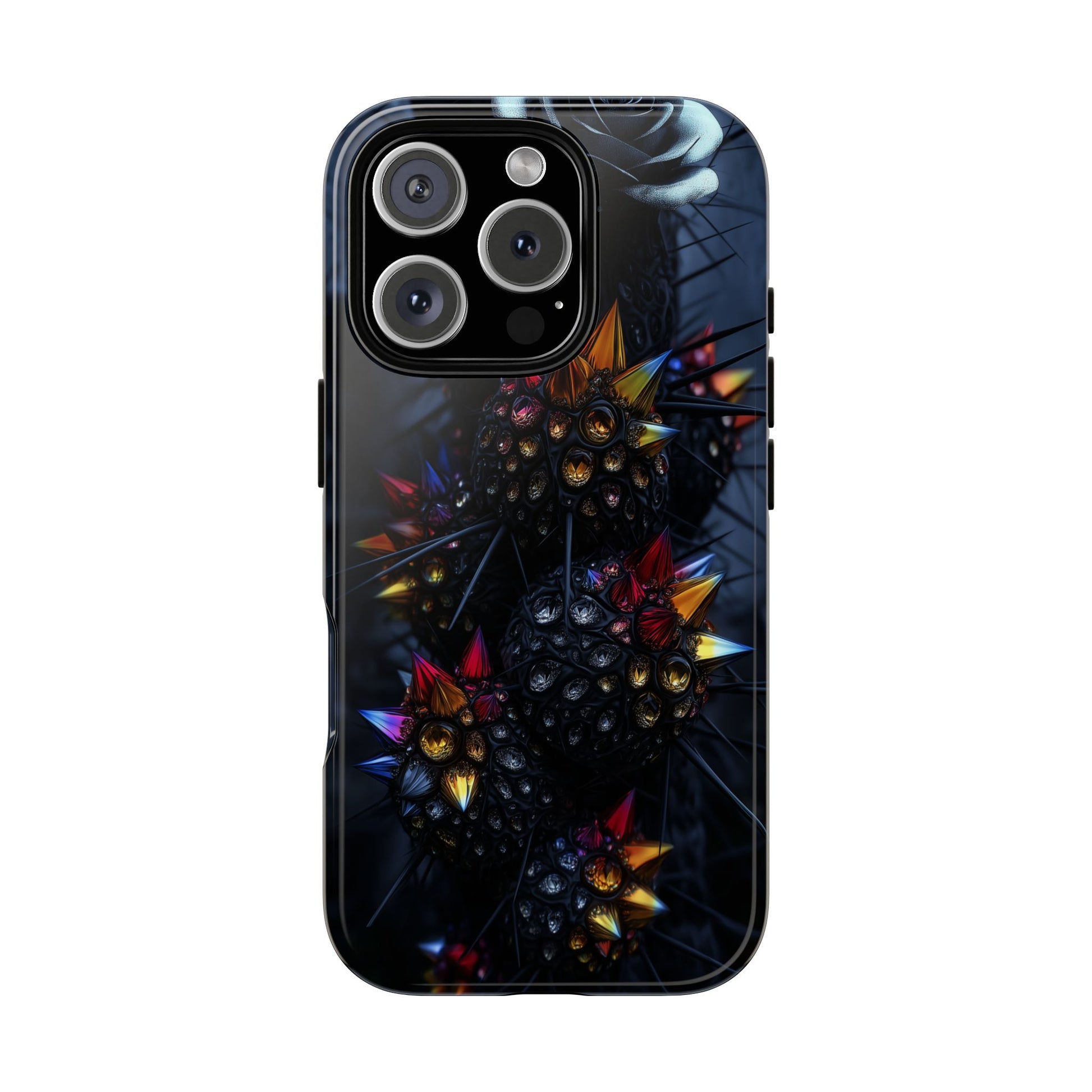 Black Cactus Colorful Glass Shards Dark Desert