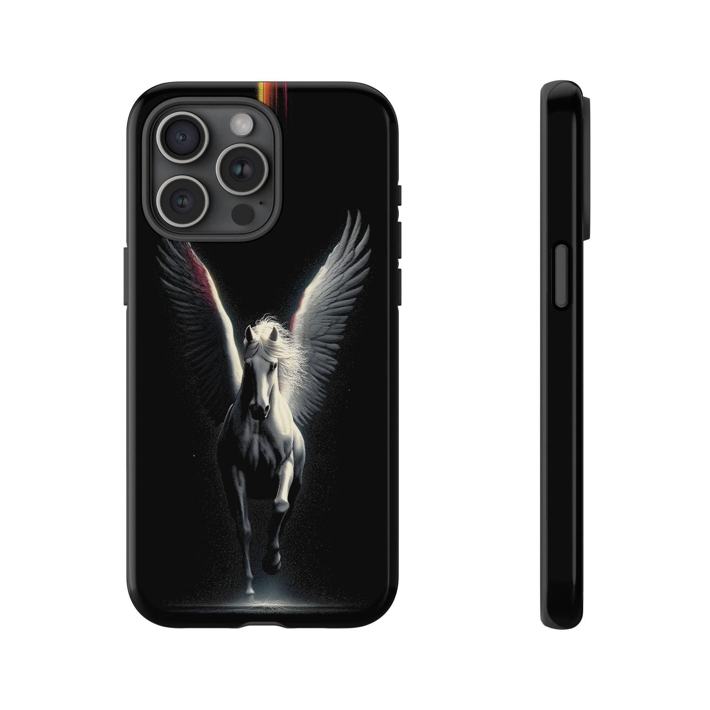 Pegasus White Winged Horse on Black