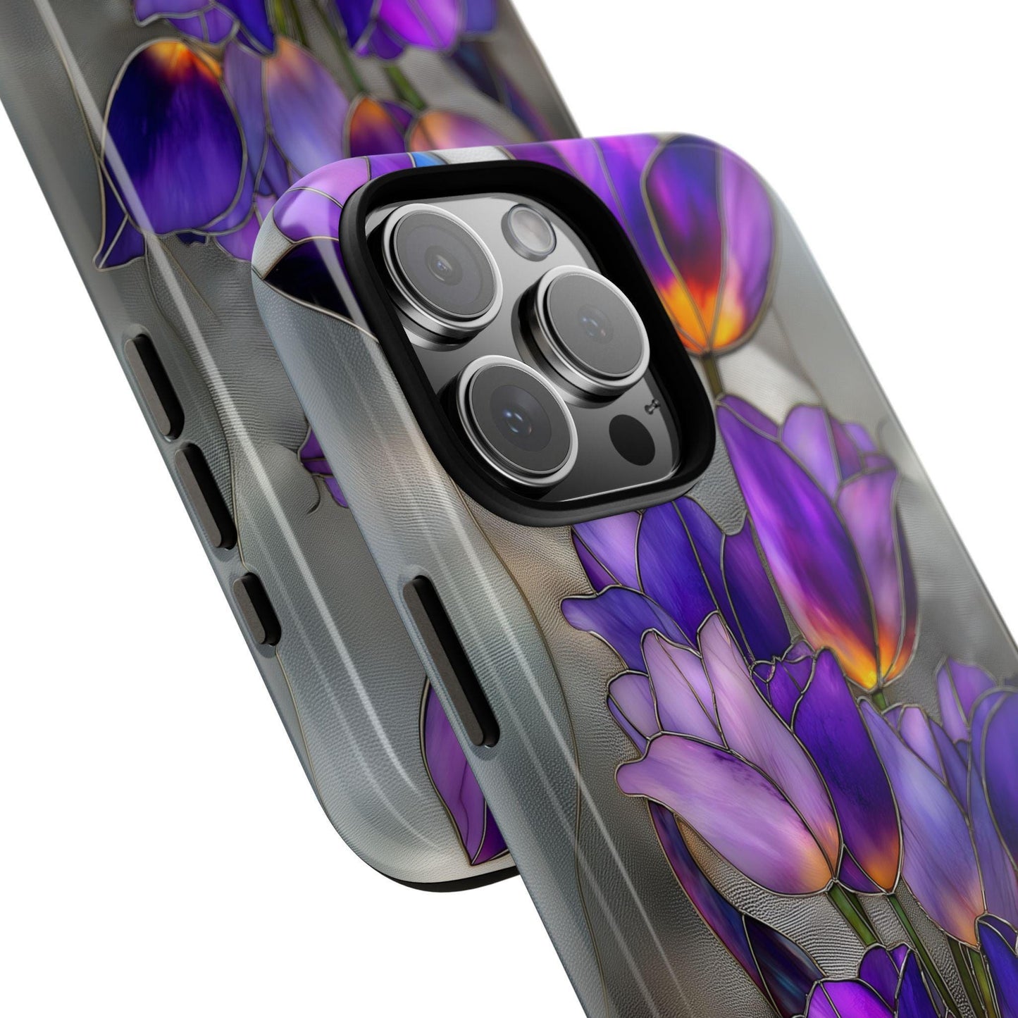 Purple Tulip Flowers Bouquet Stained Glass