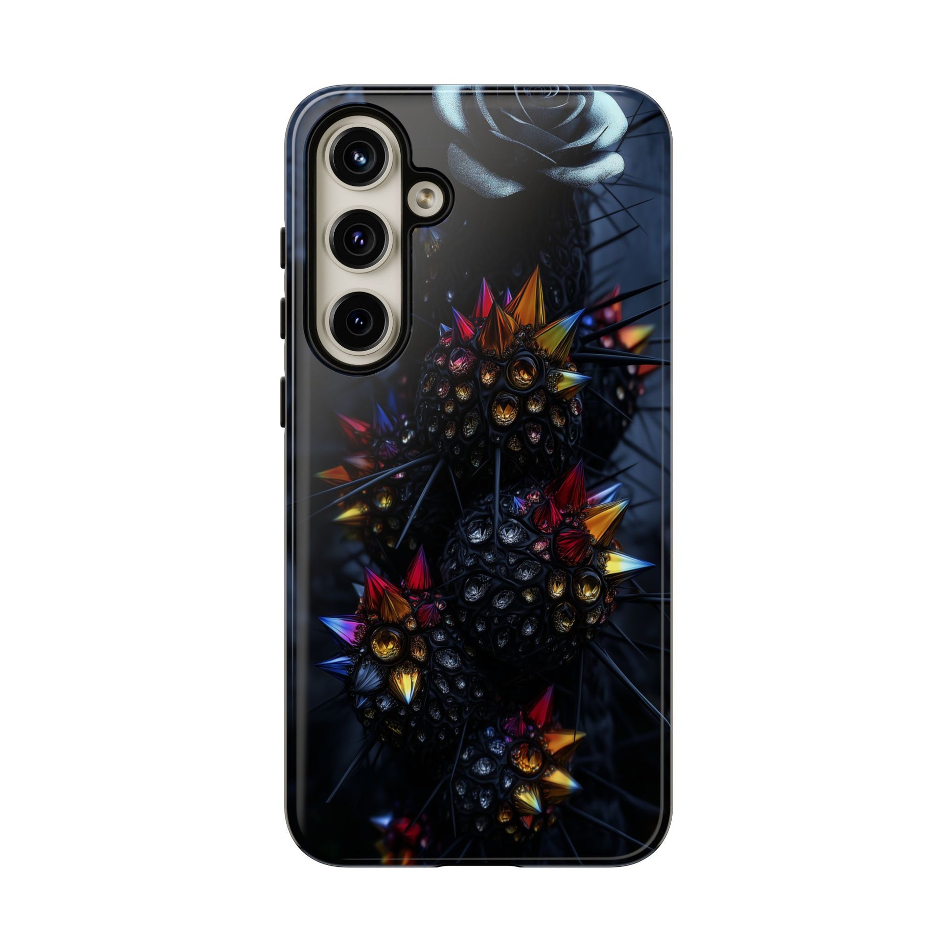 Black Cactus Colorful Glass Shards Dark Desert