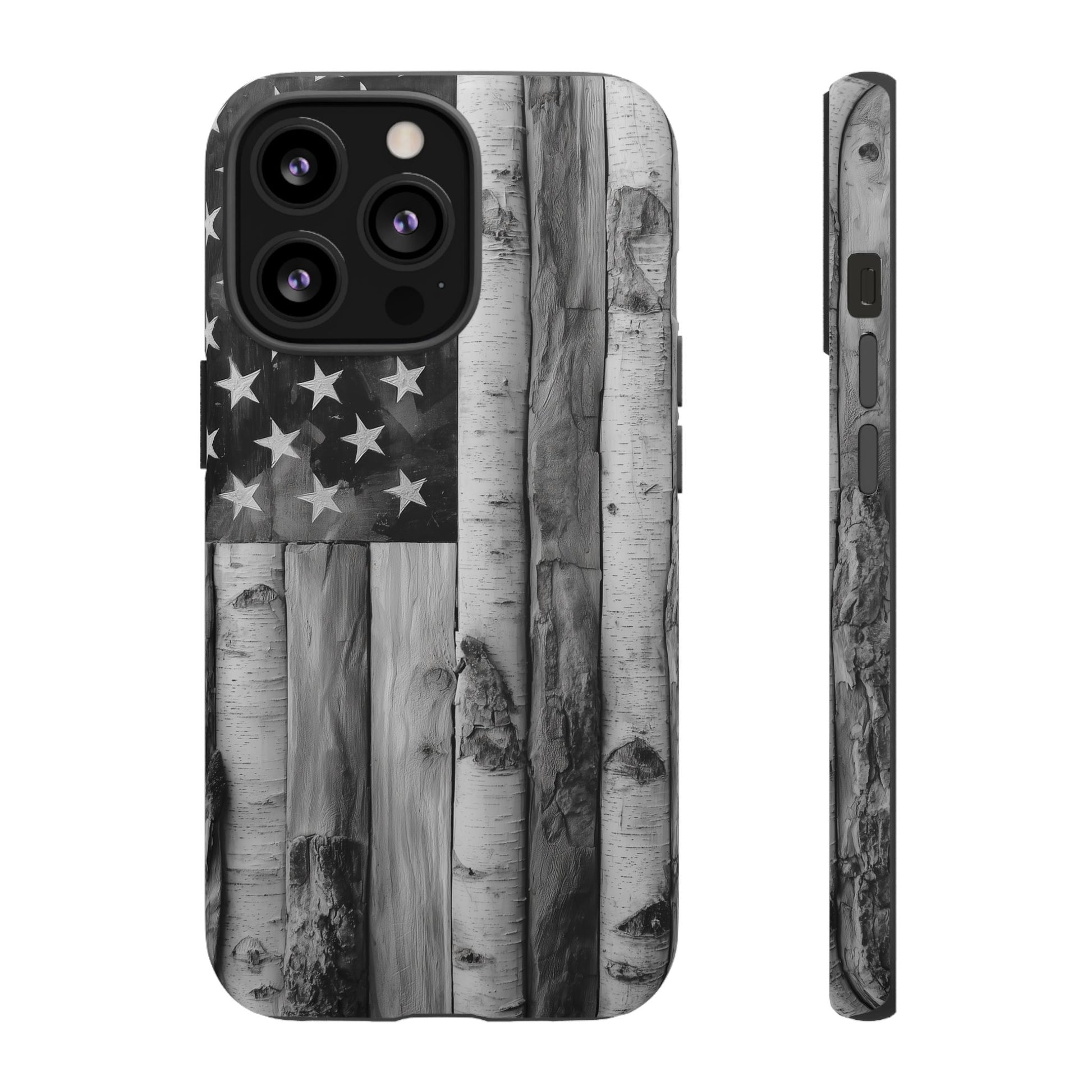 American Flag Flat Gray Wood Tone