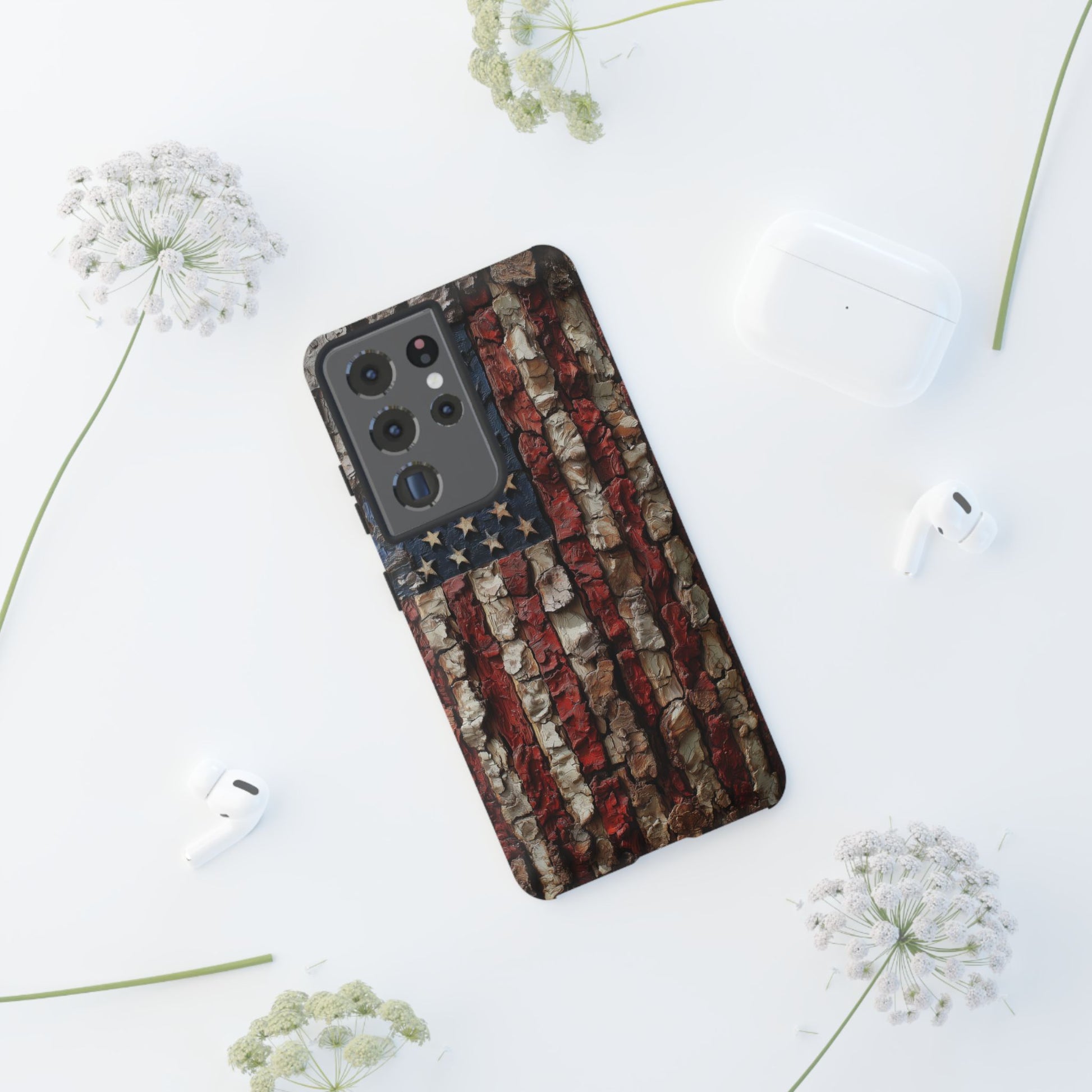 American Flag Bark Wood UV Print