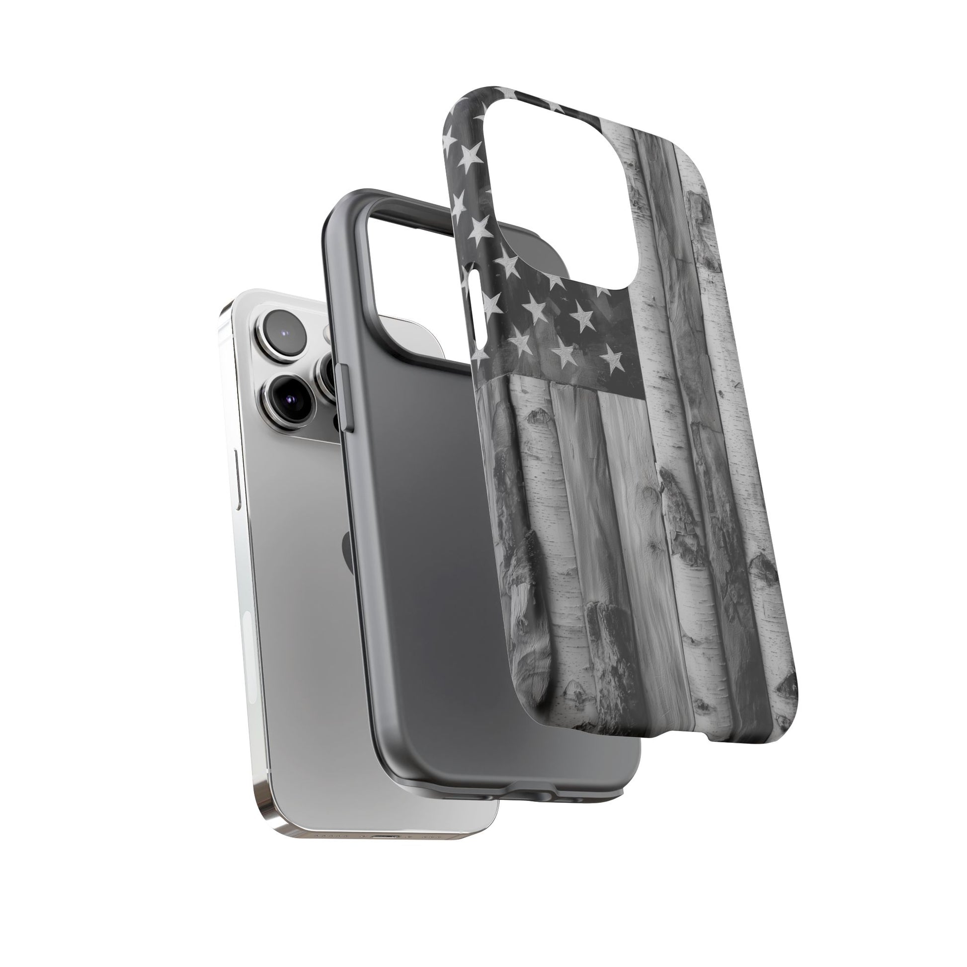 American Flag Flat Gray Wood Tone