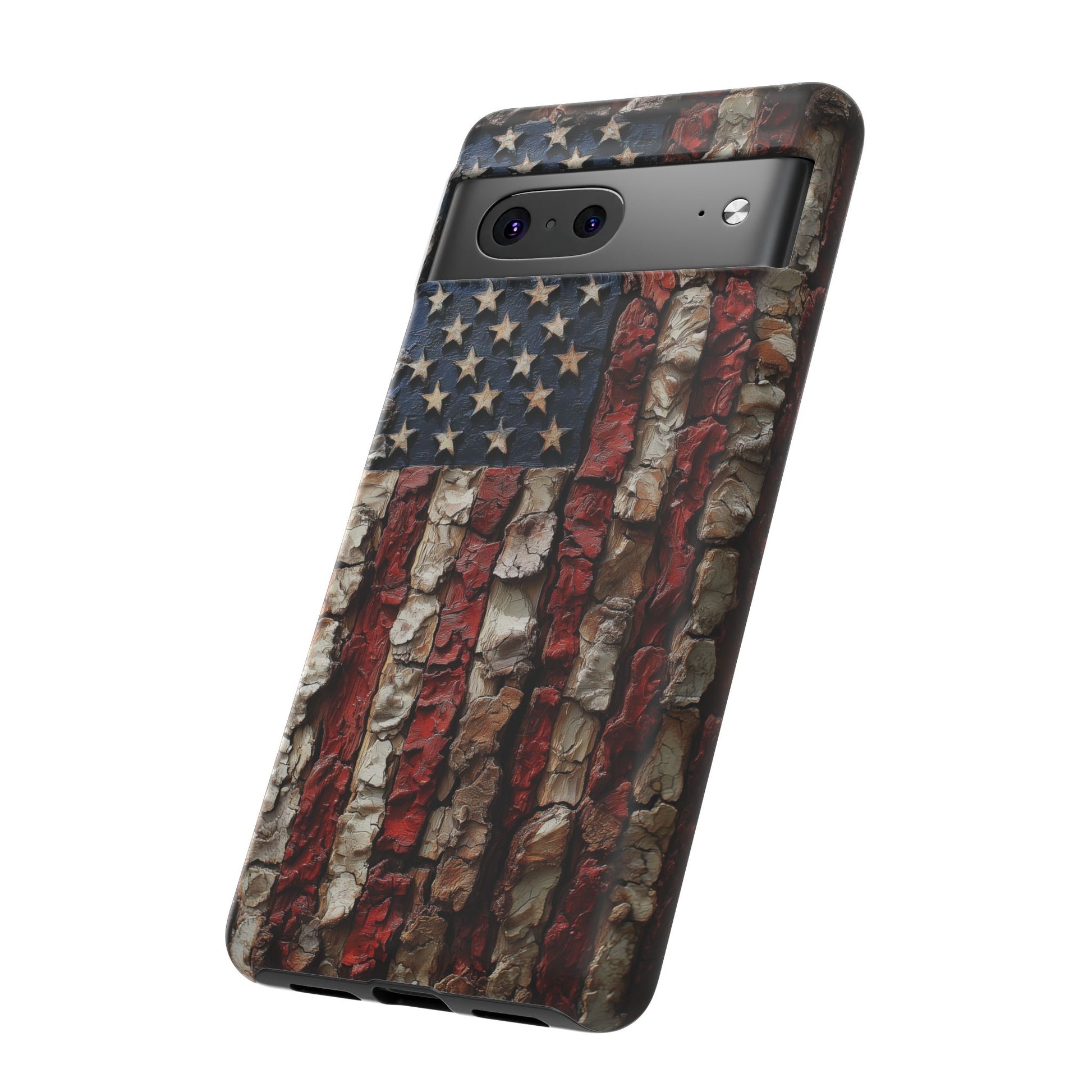 American Flag Bark Wood UV Print