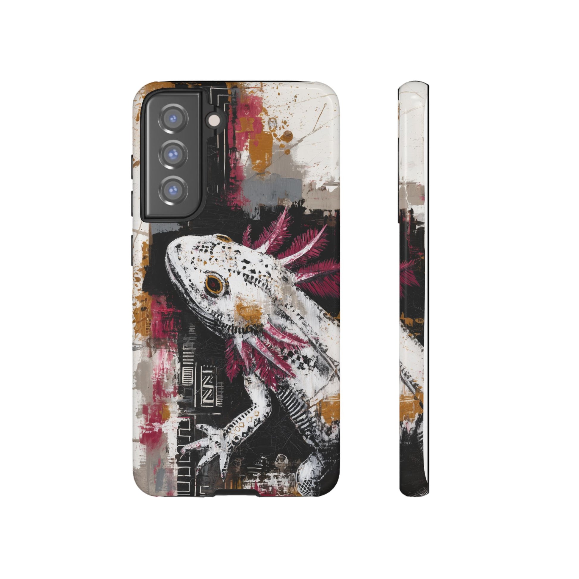 Abstract Axolotl White Pink Artwork