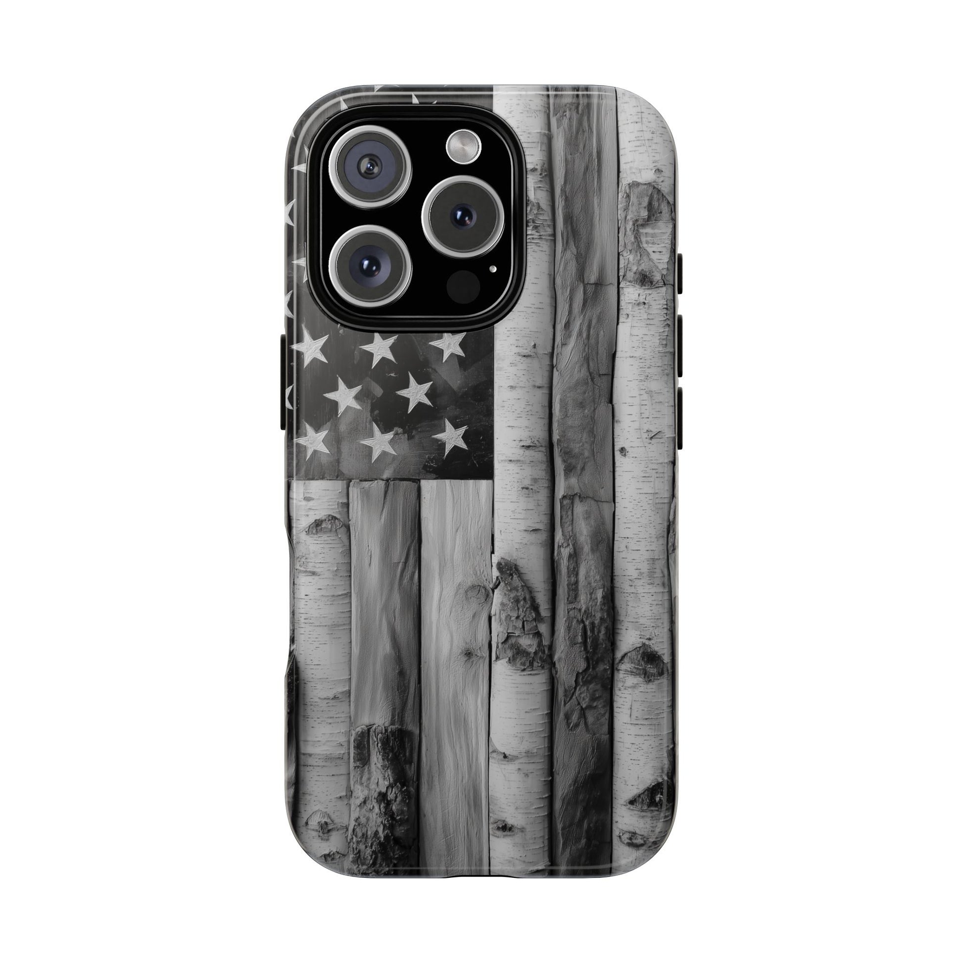 American Flag Flat Gray Wood Tone