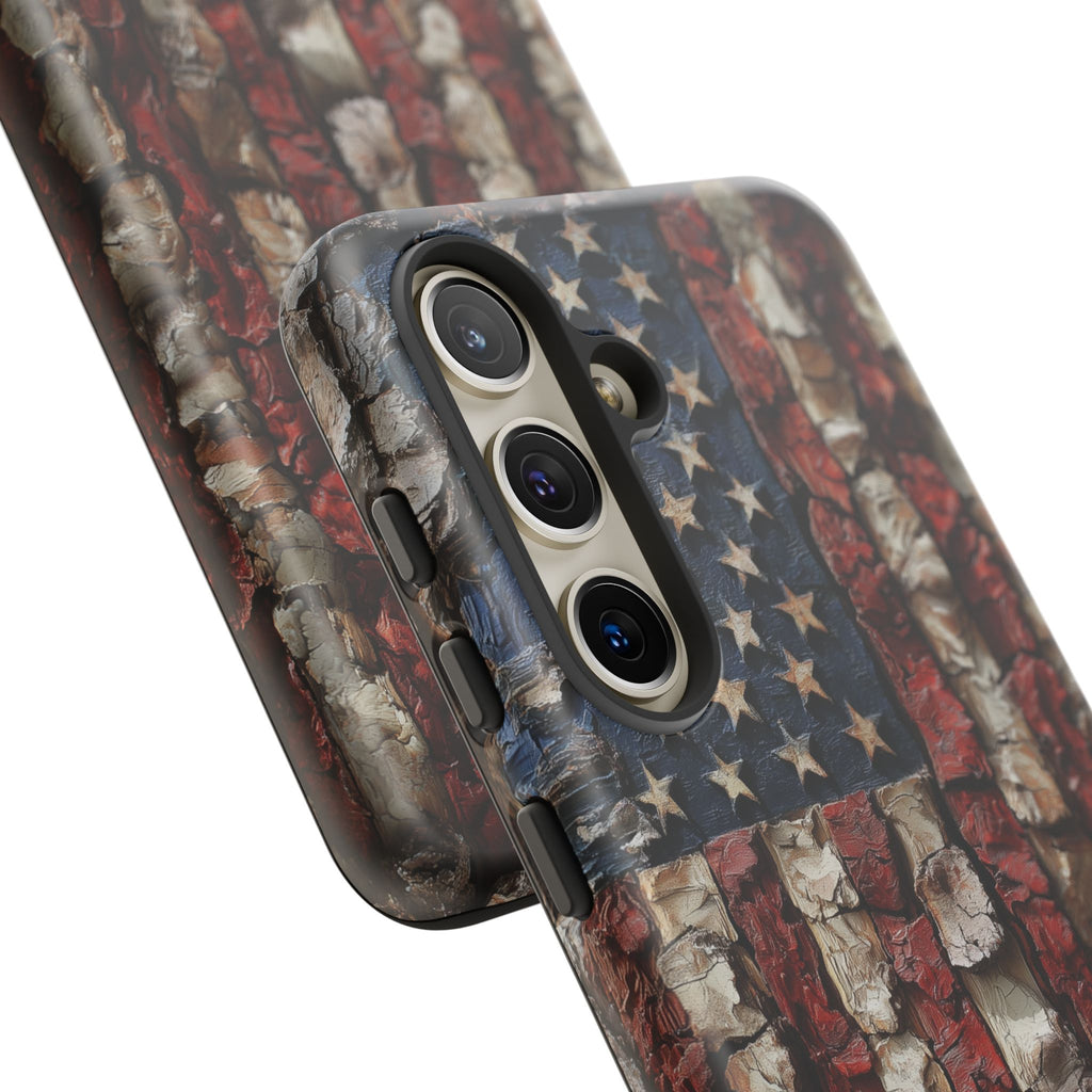 American Flag Bark Wood UV Print