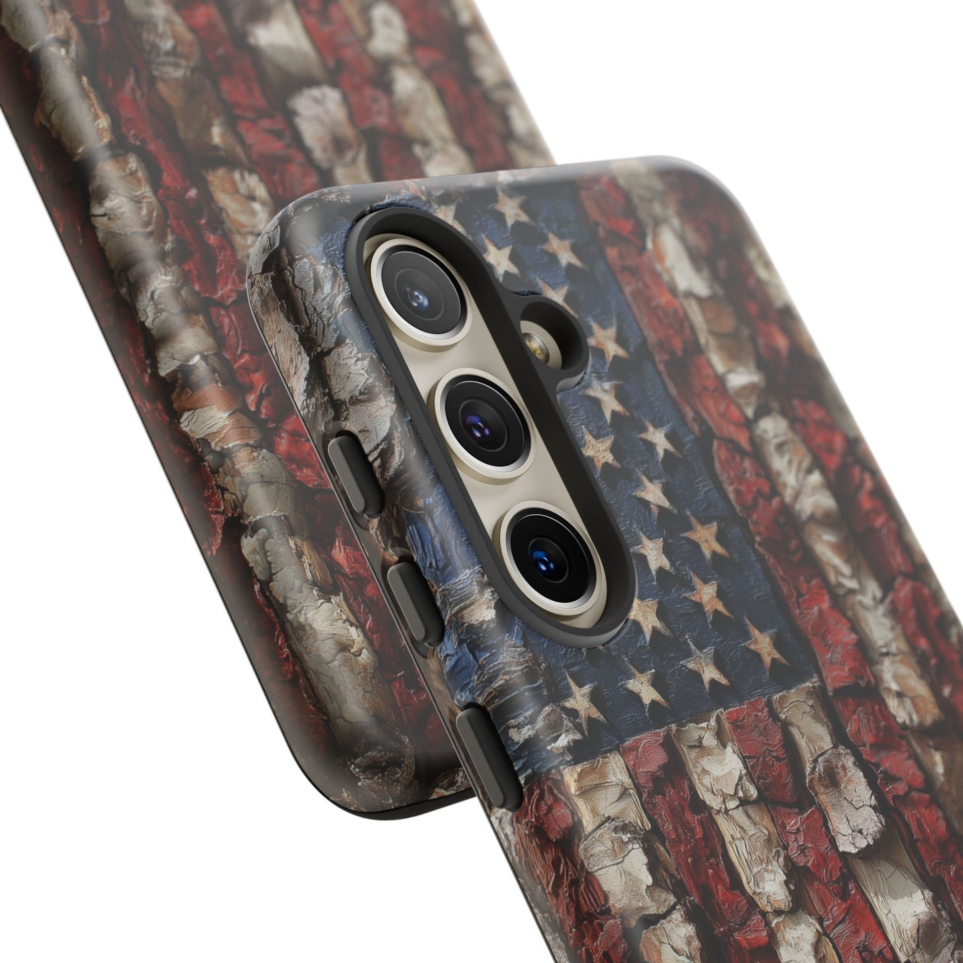 American Flag Bark Wood UV Print
