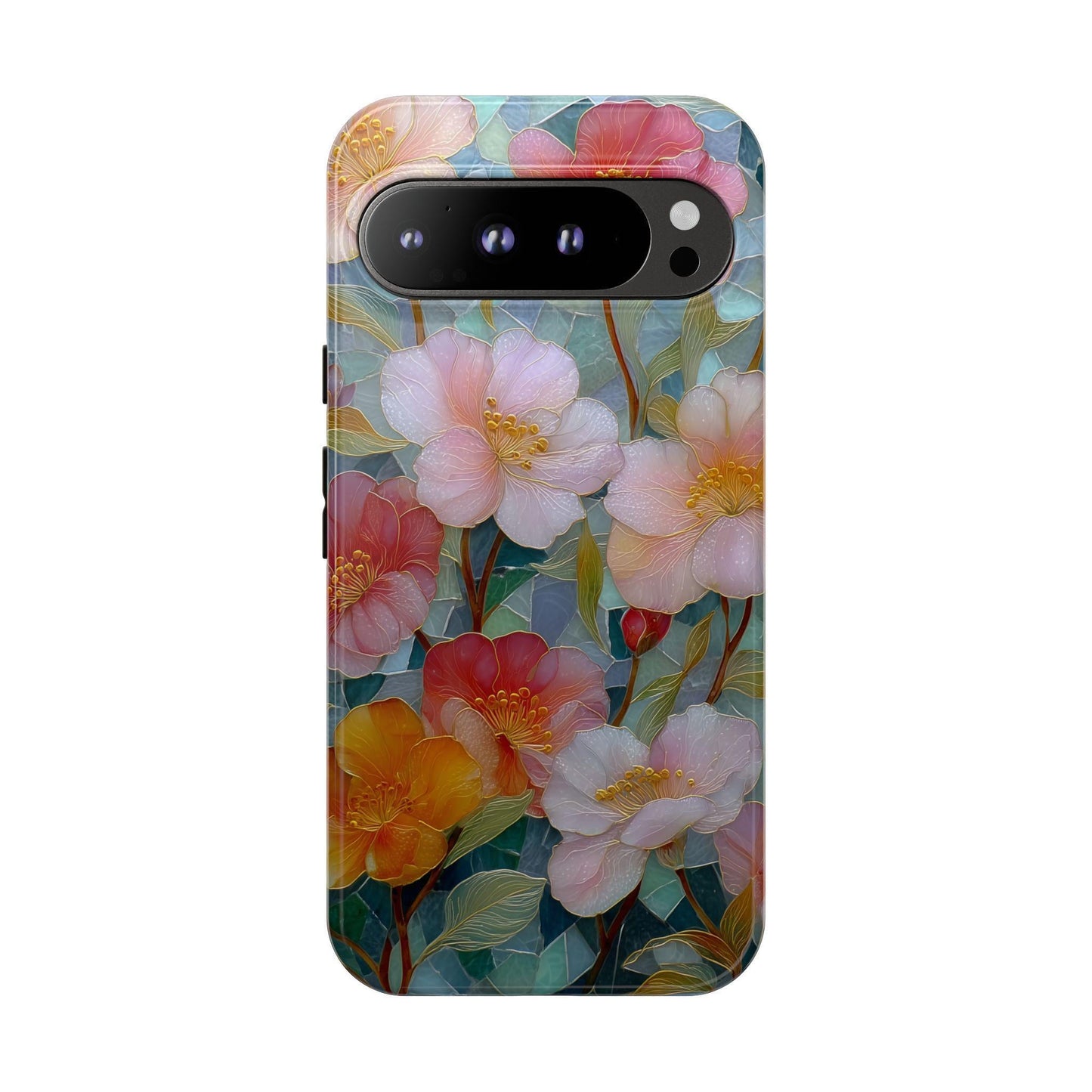 Pastel Pink Flowers Stained Glass