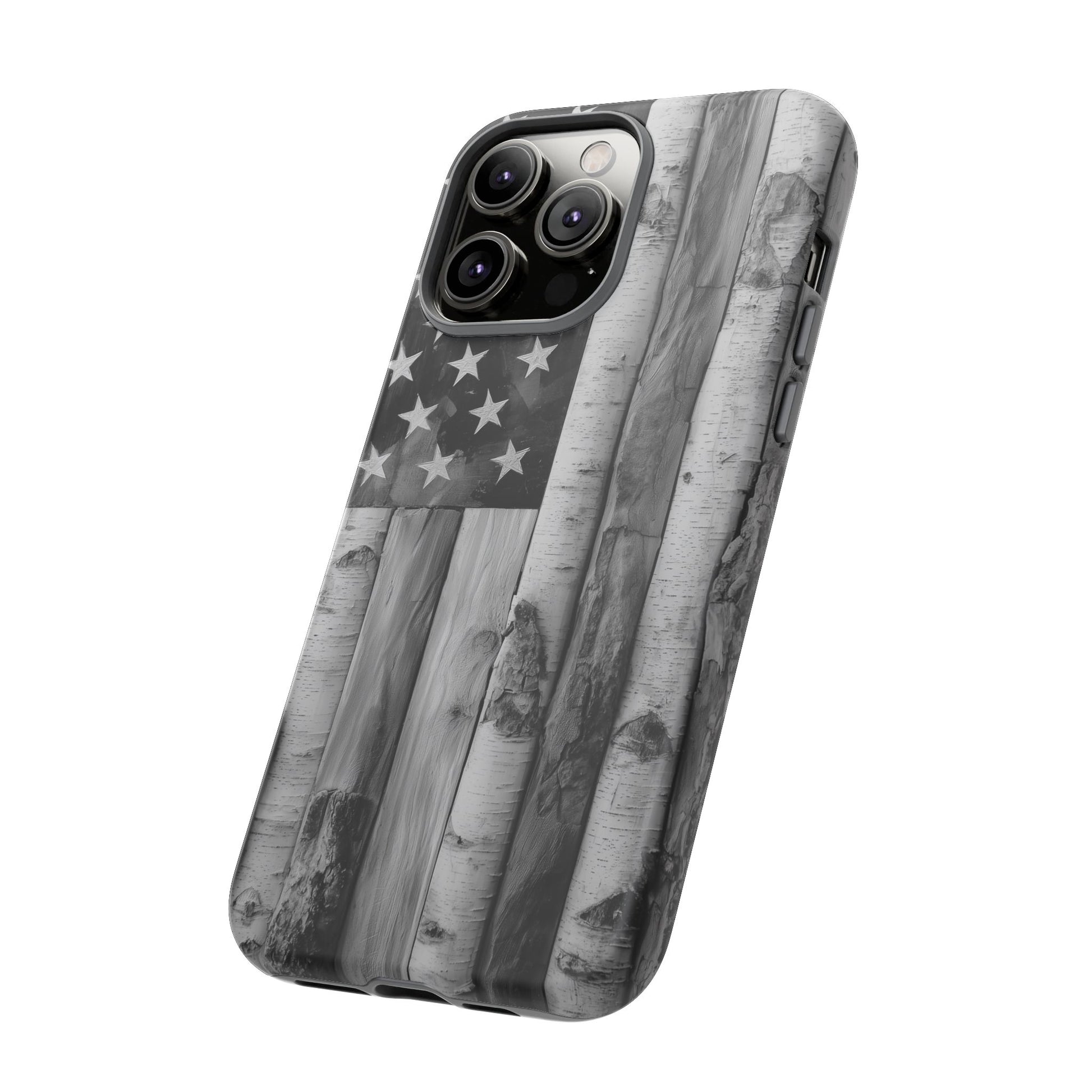 American Flag Flat Gray Wood Tone