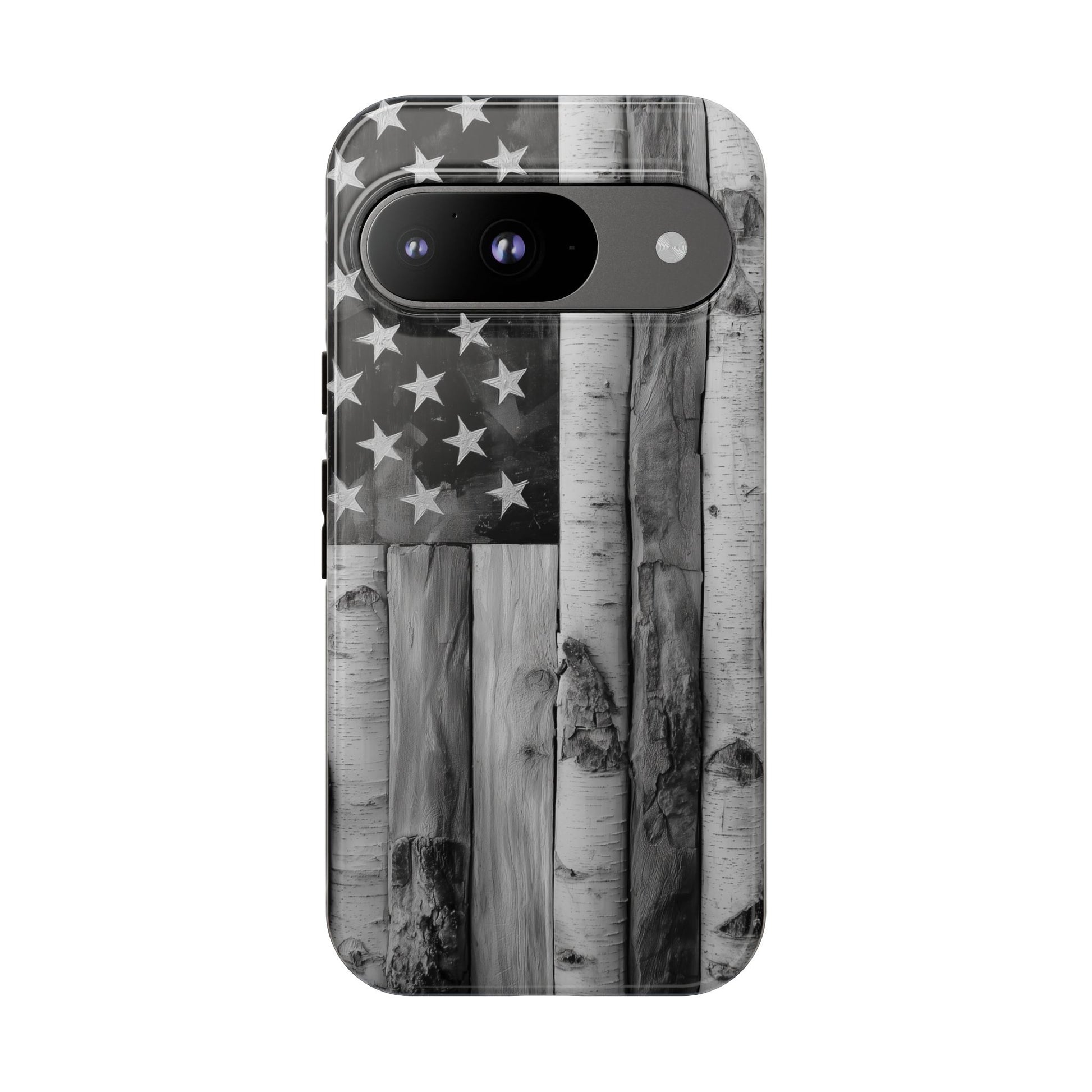 American Flag Flat Gray Wood Tone