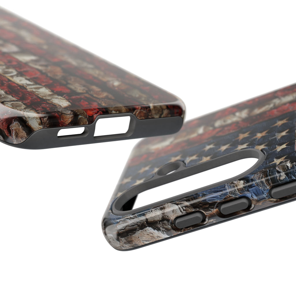 American Flag Bark Wood UV Print