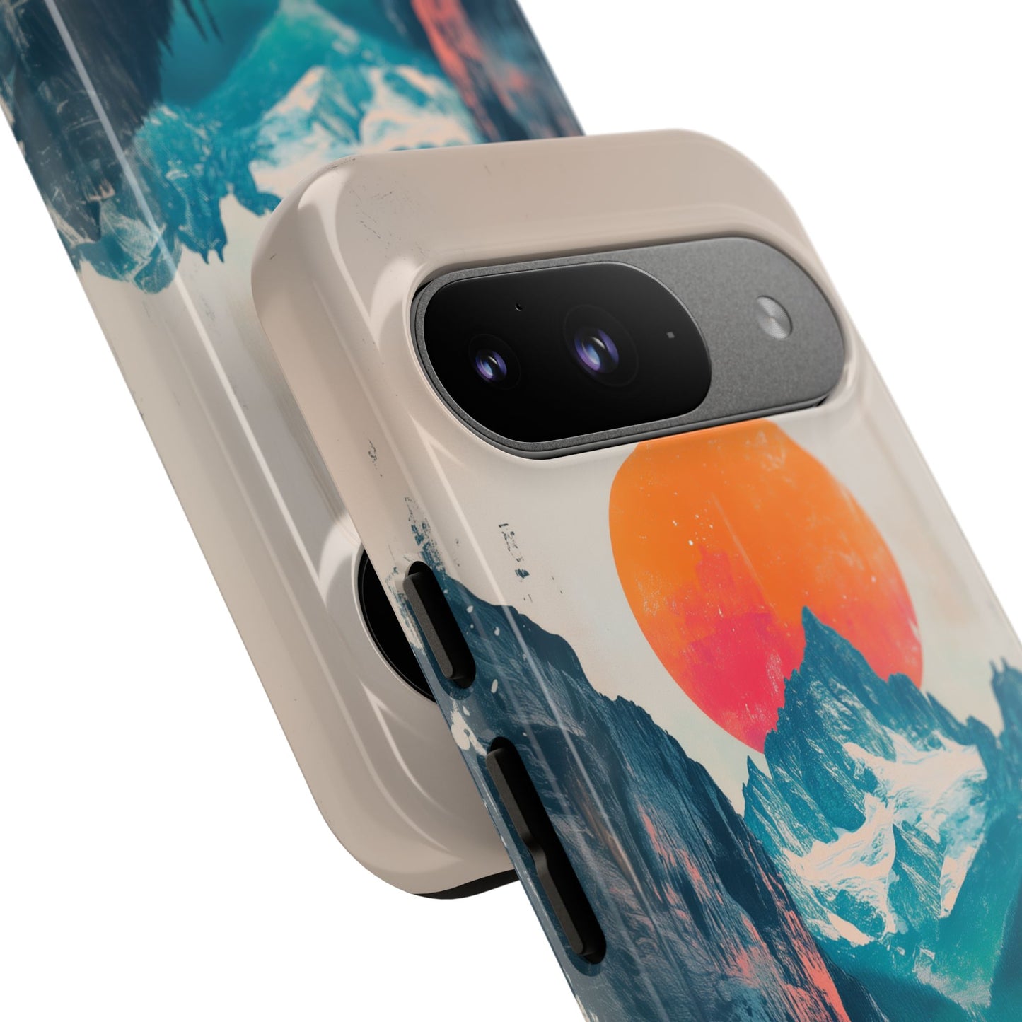 Blue Mountain Orange Sun Risograph