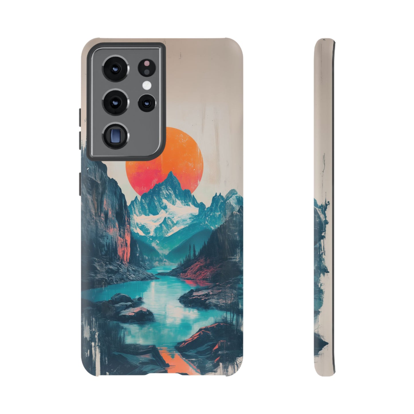 Blue Mountain Orange Sun Risograph