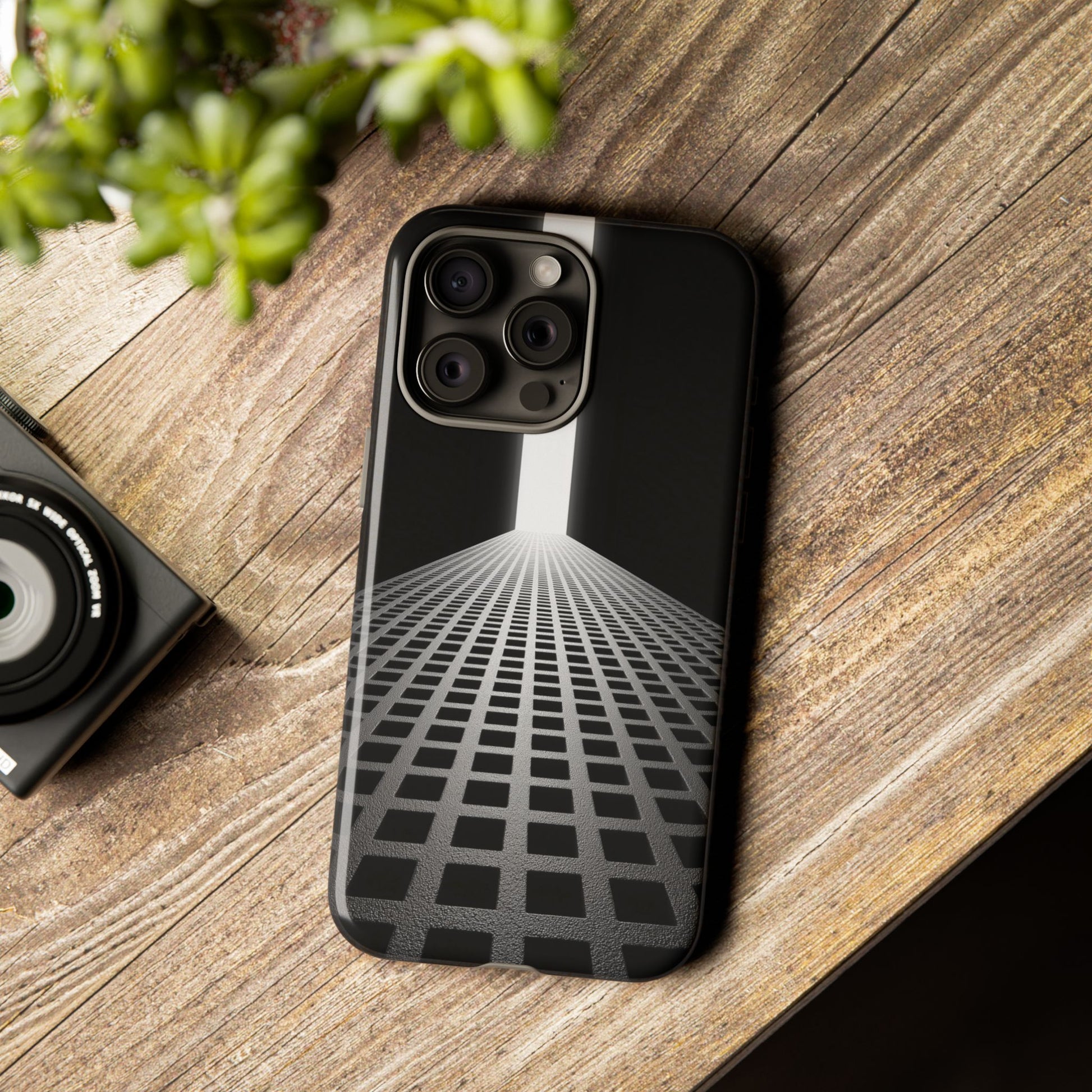 Black Gray Minimalist Grid Surreal Building Pathway