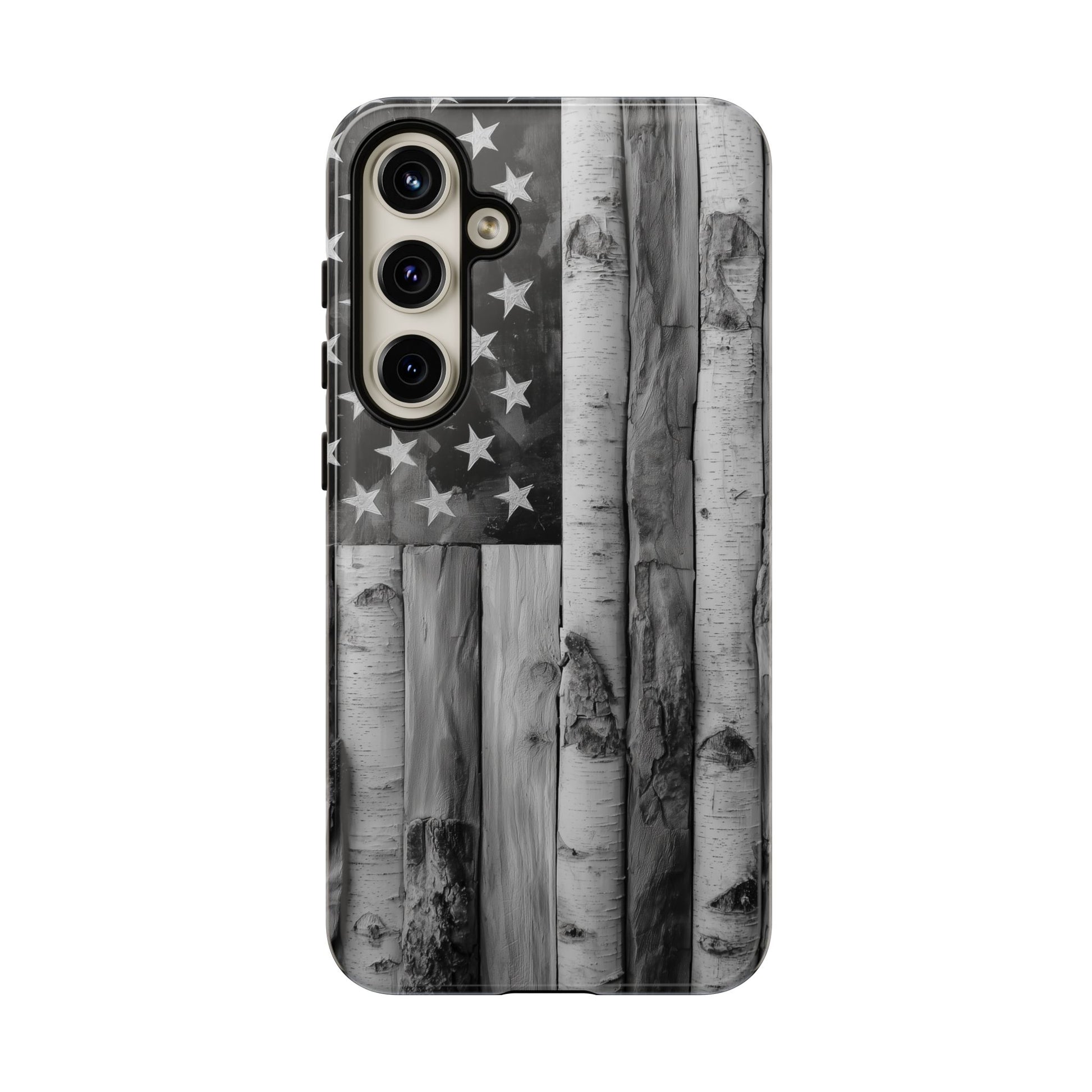 American Flag Flat Gray Wood Tone